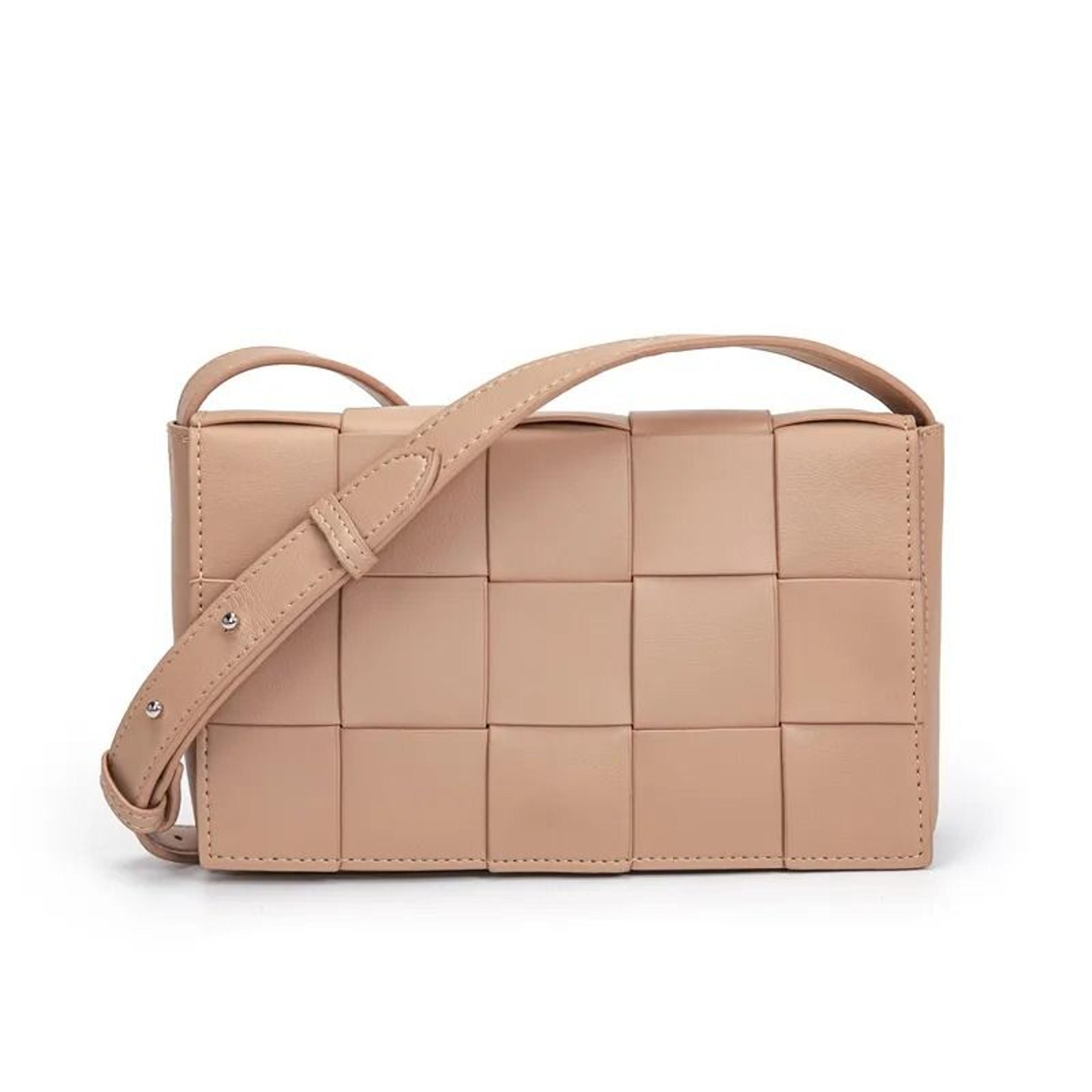 Woven Checkered Crossbody Shoulder Bag With Adjustable Strap 3