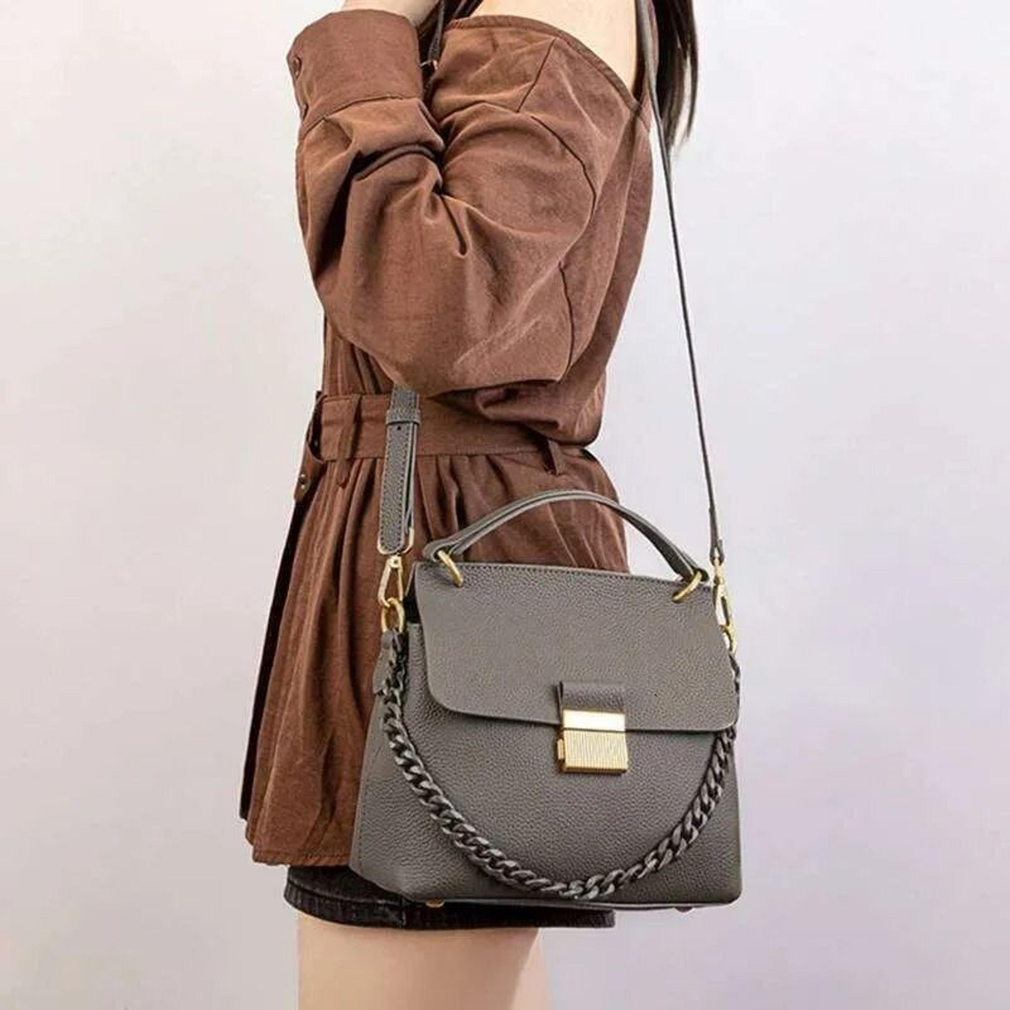 Extra Large Genuine Cowhide Leather Tote Bag With Plaid Design And Chain Strap 4
