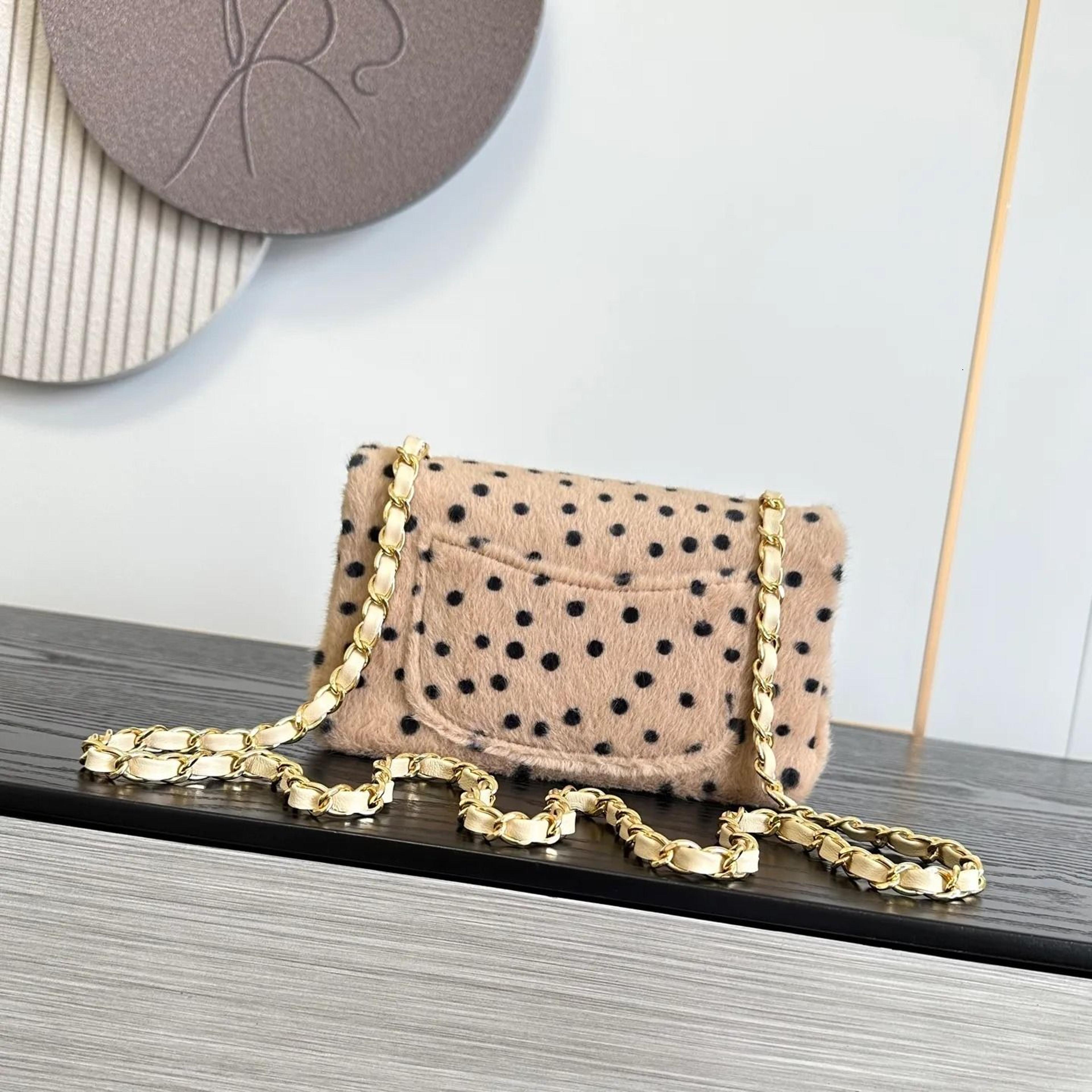 women mini square crossbody bag with leopard and polka dot print