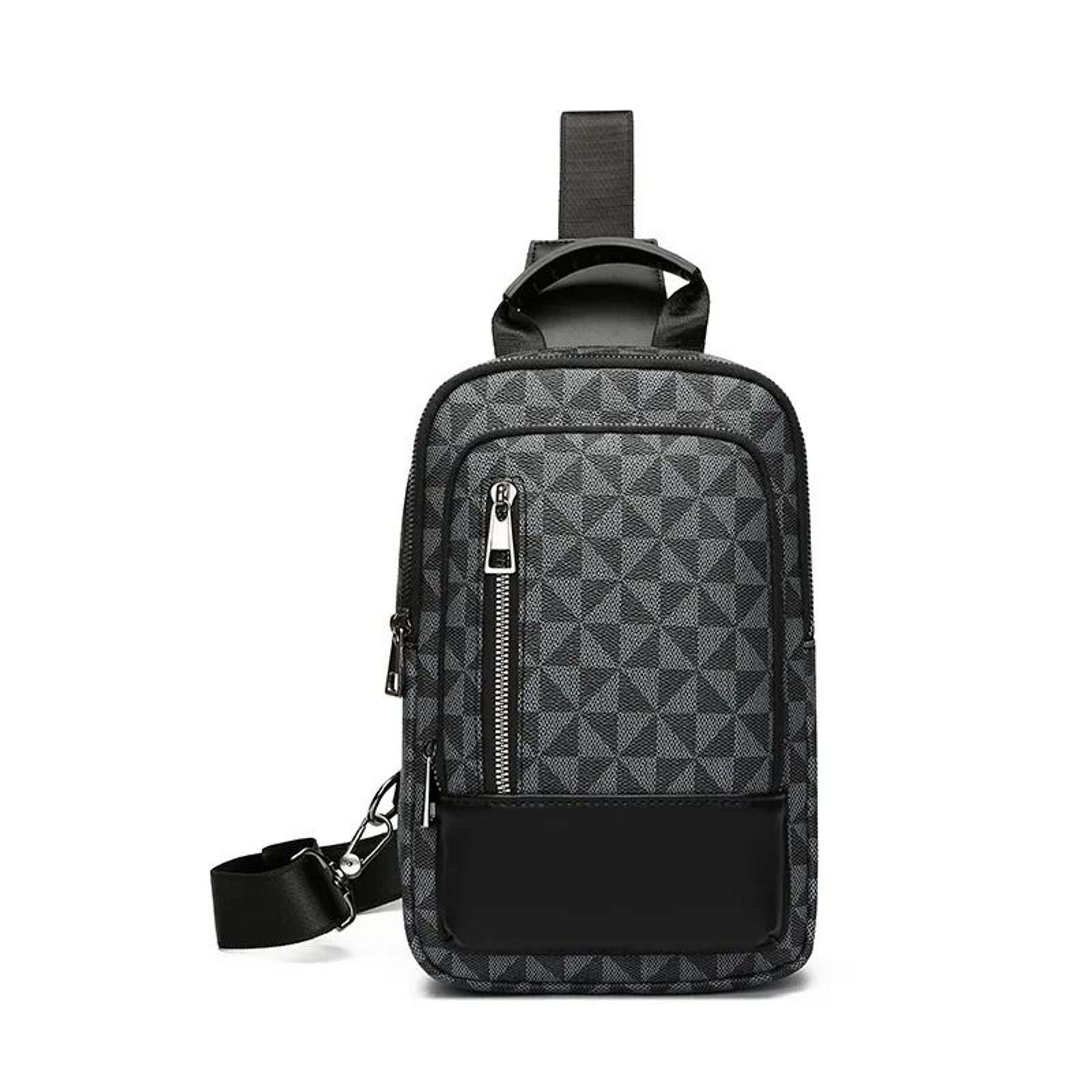 Men Large Capacity Crossbody Chest Bag With Chessboard Pattern And Adjustable Strap 4