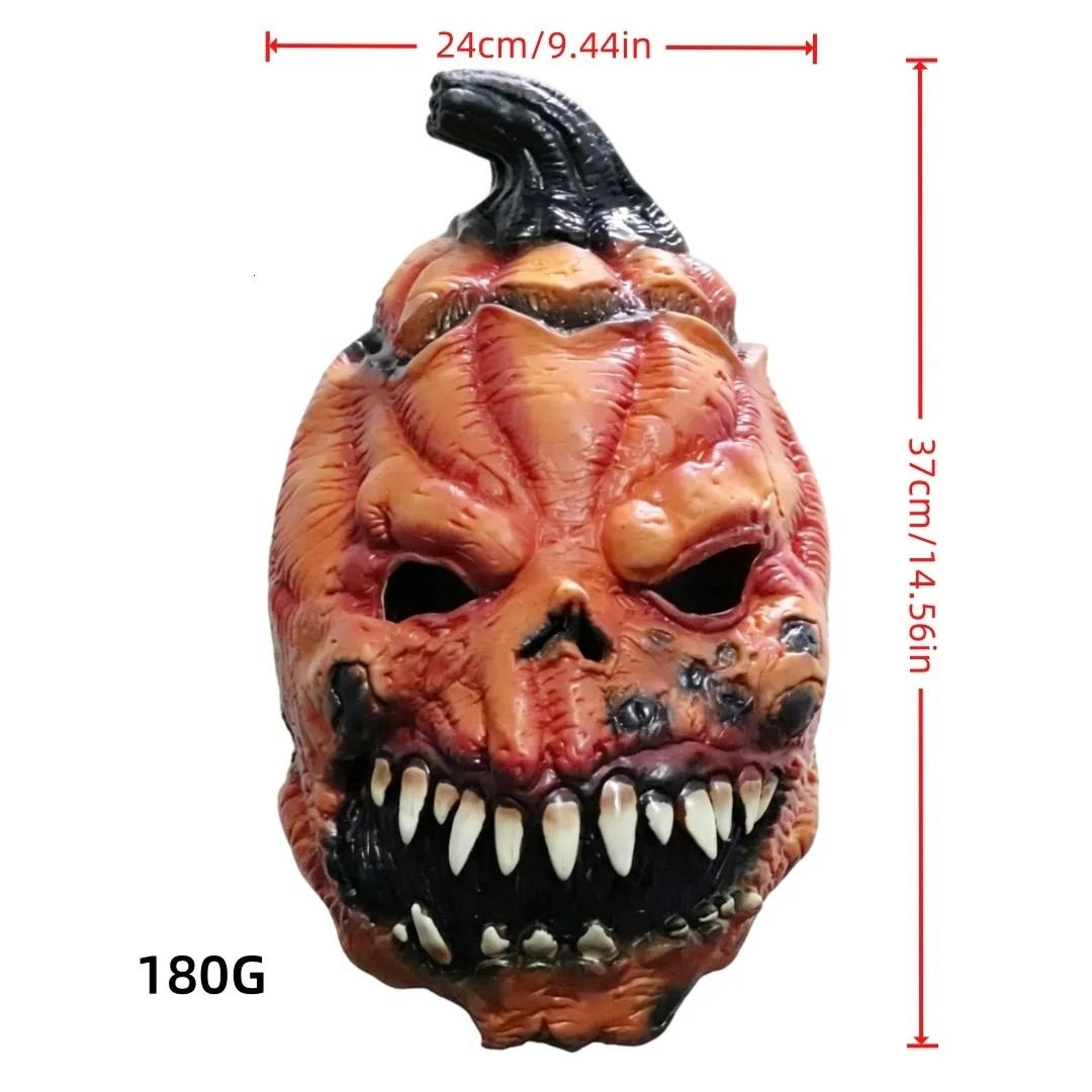 Scary Pumpkin Monster Mask With Stem And Sharp Fangs For Halloween Costumes 3
