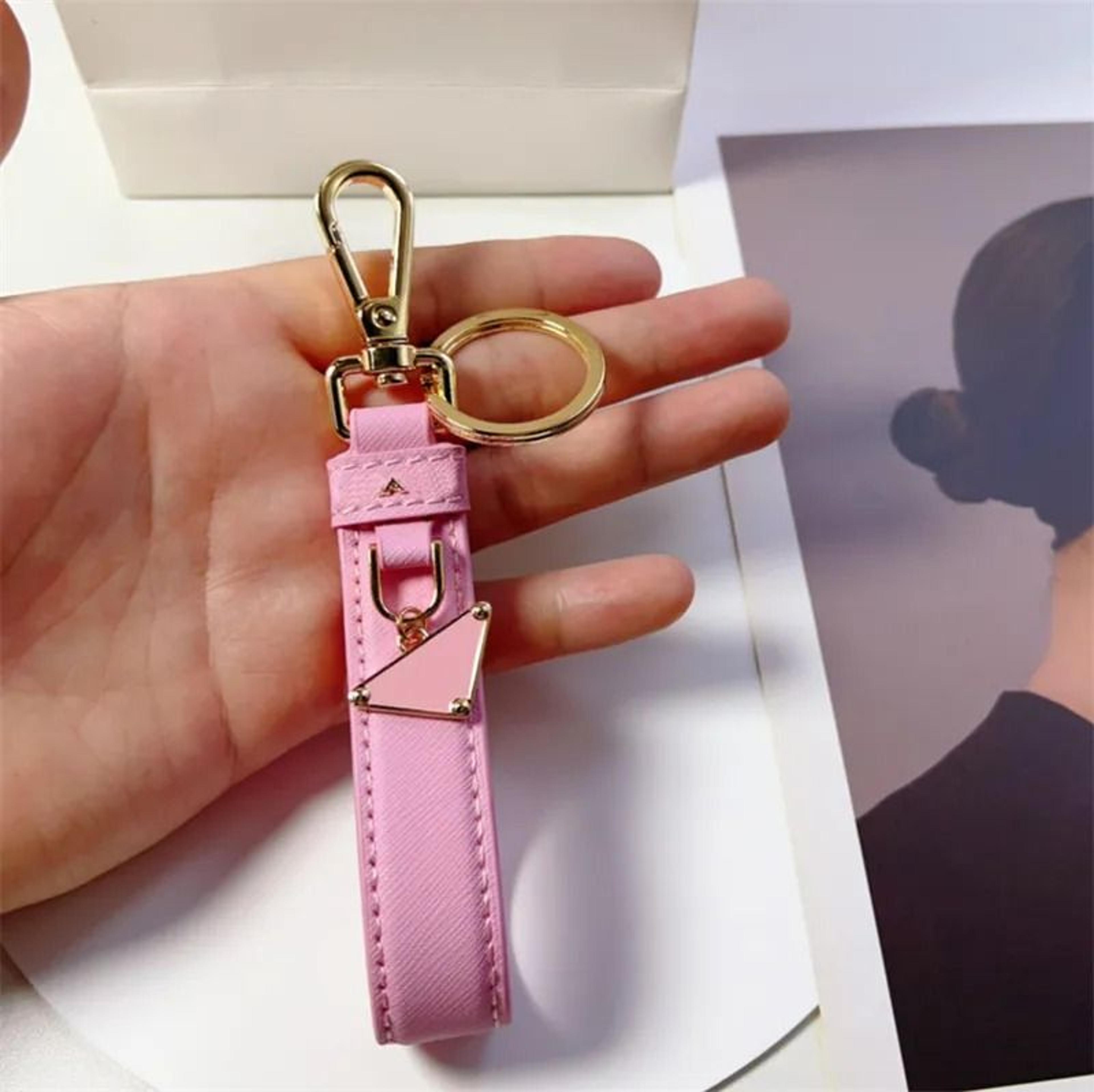 saffiano leather keychain with metal letter pendant and keyring