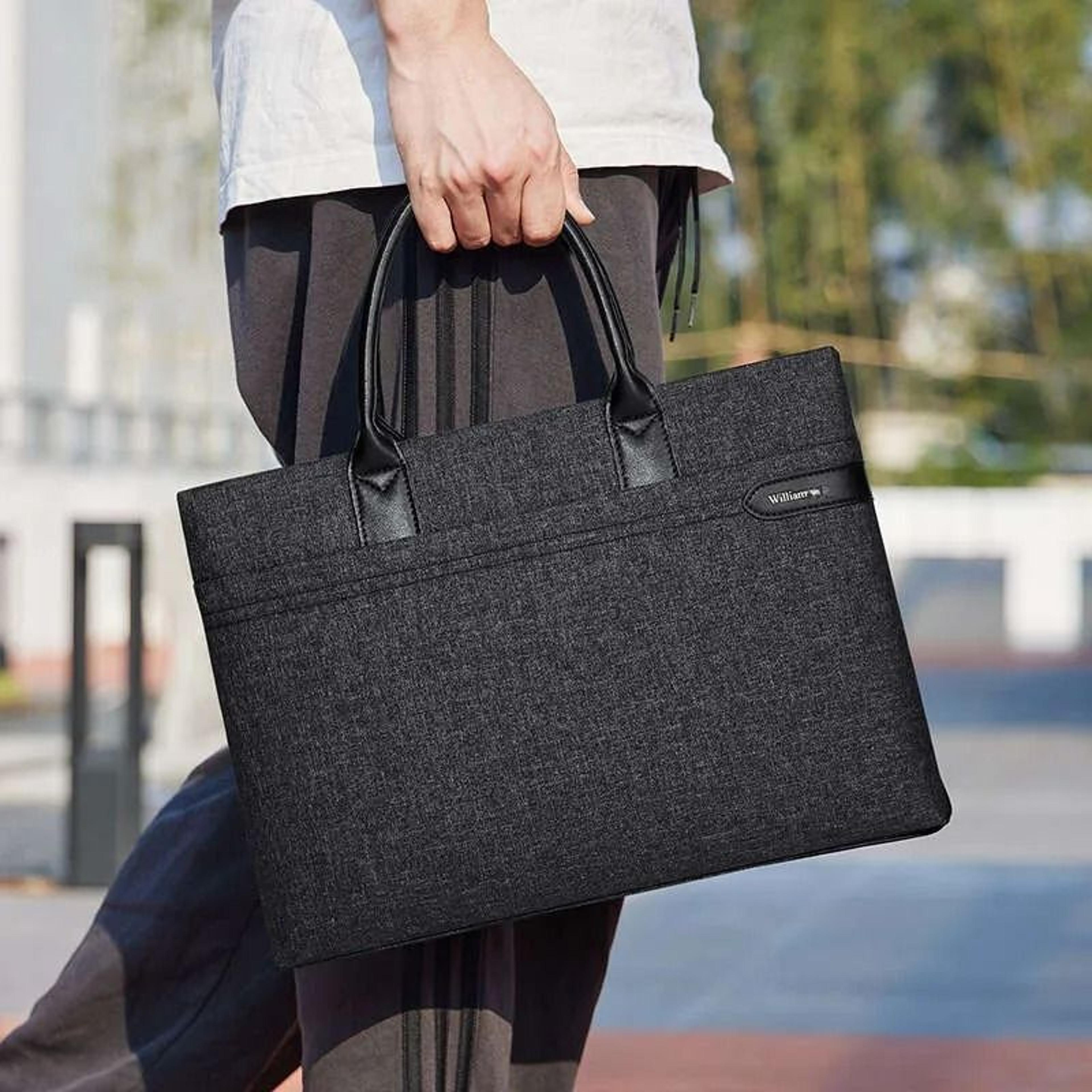 Men Mini Canvas Briefcase Bag With Single Handle And Storage Pockets 0