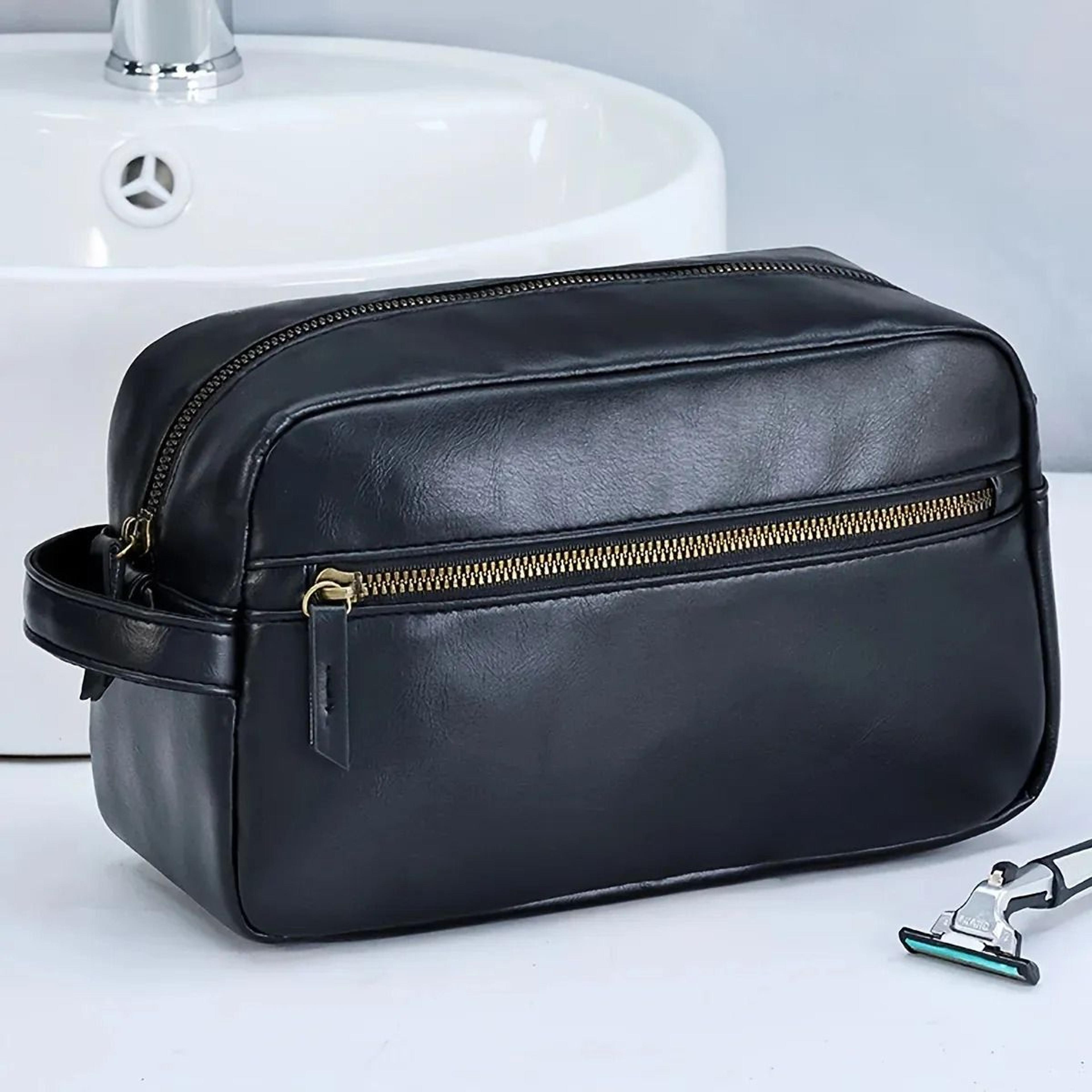 leather travel toiletry bag for men and women