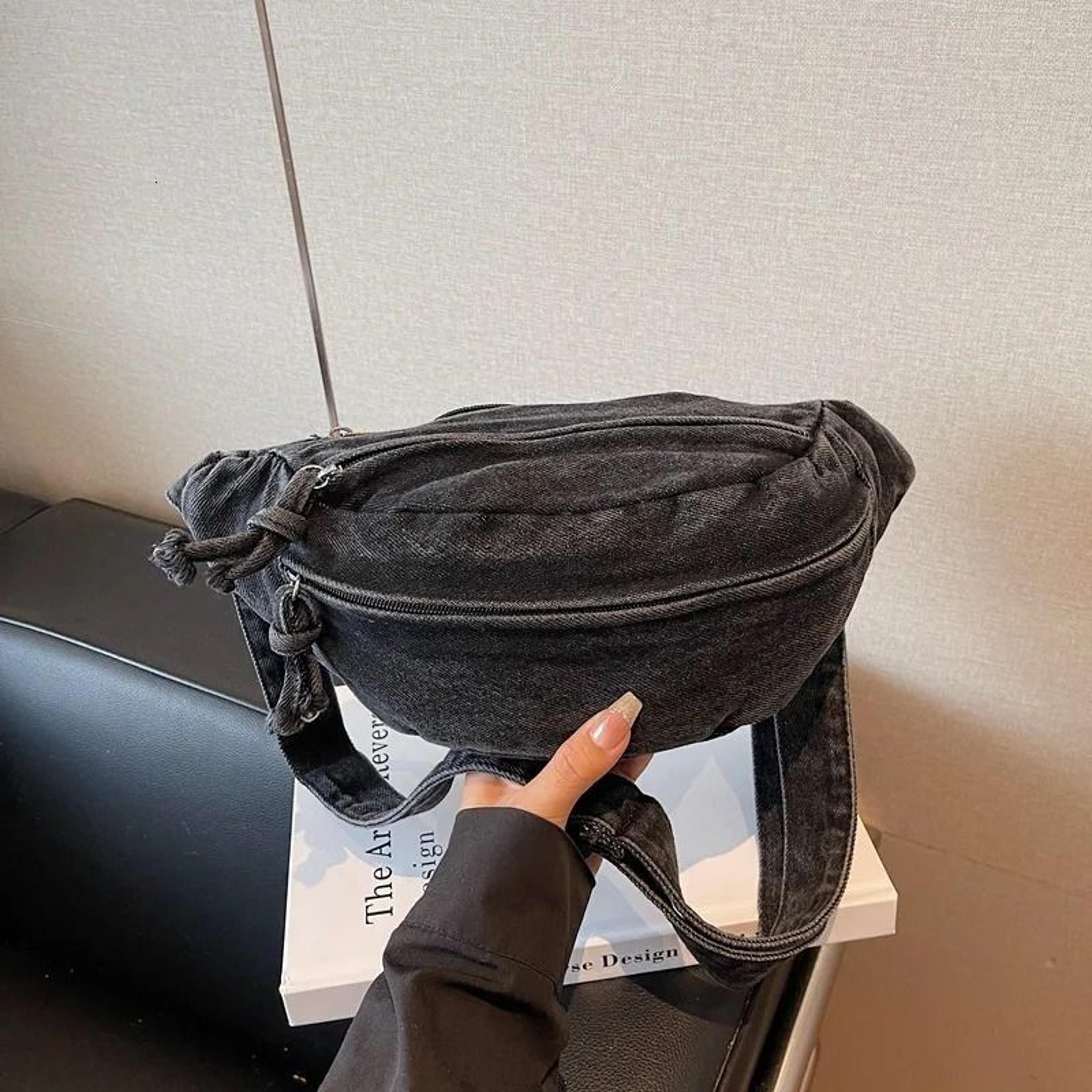 Denim Crossbody Chest Bag With Adjustable Strap For Men And Women 0