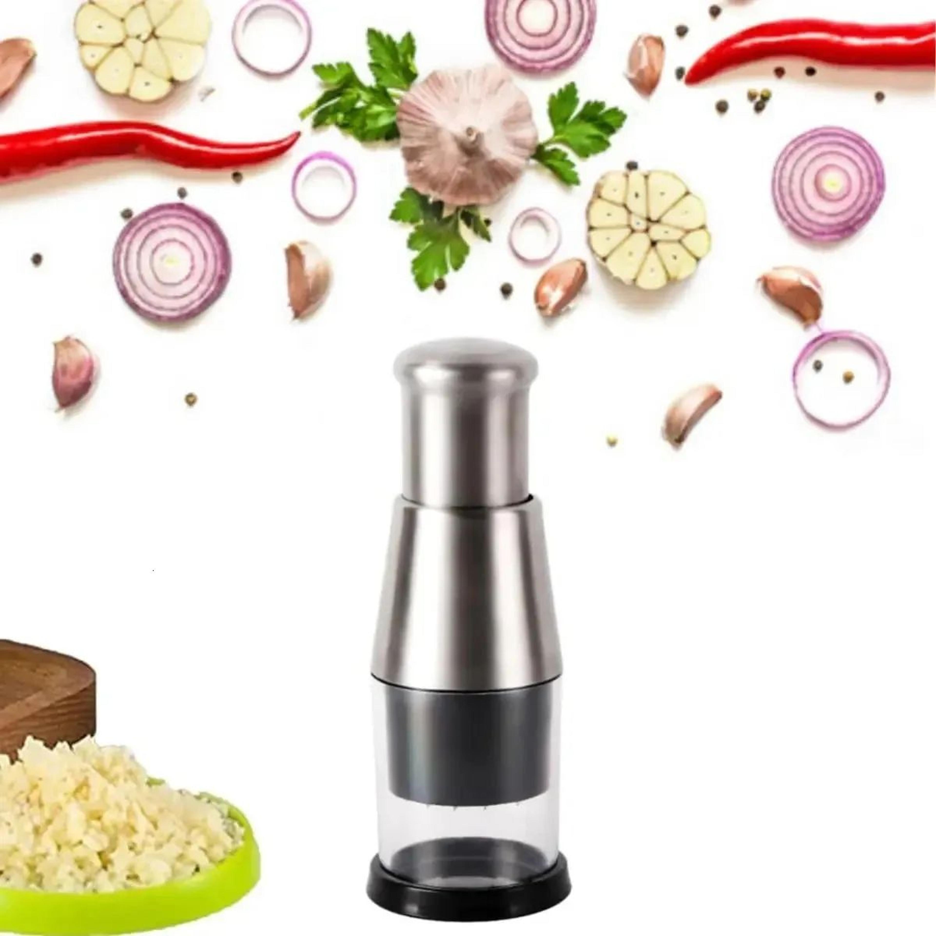 Manual Garlic Chopper With Stainless Steel Blades And Ergonomic Handheld Design 2
