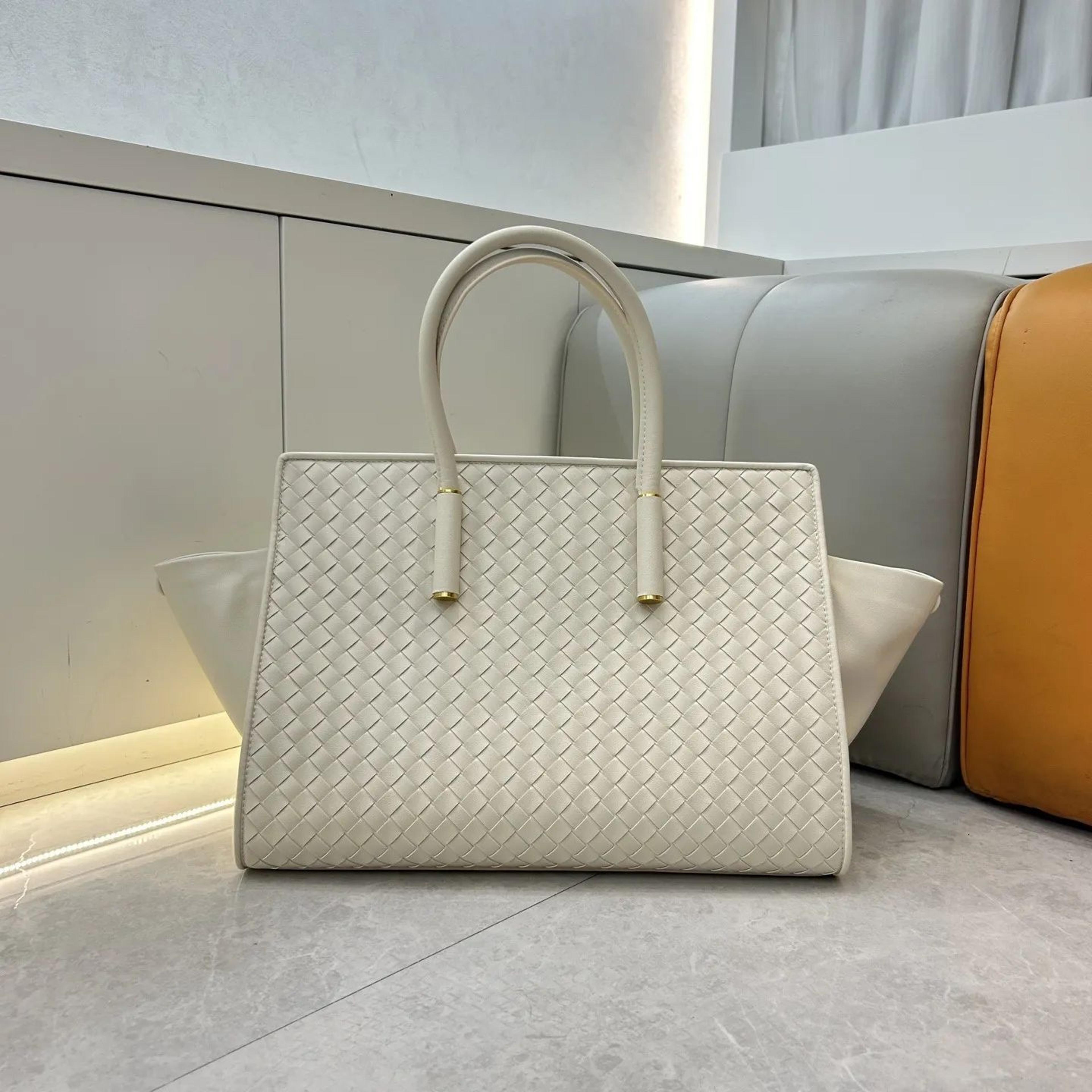 Large Woven Tote Bag With Laptop Compartment And Matching Belt 1