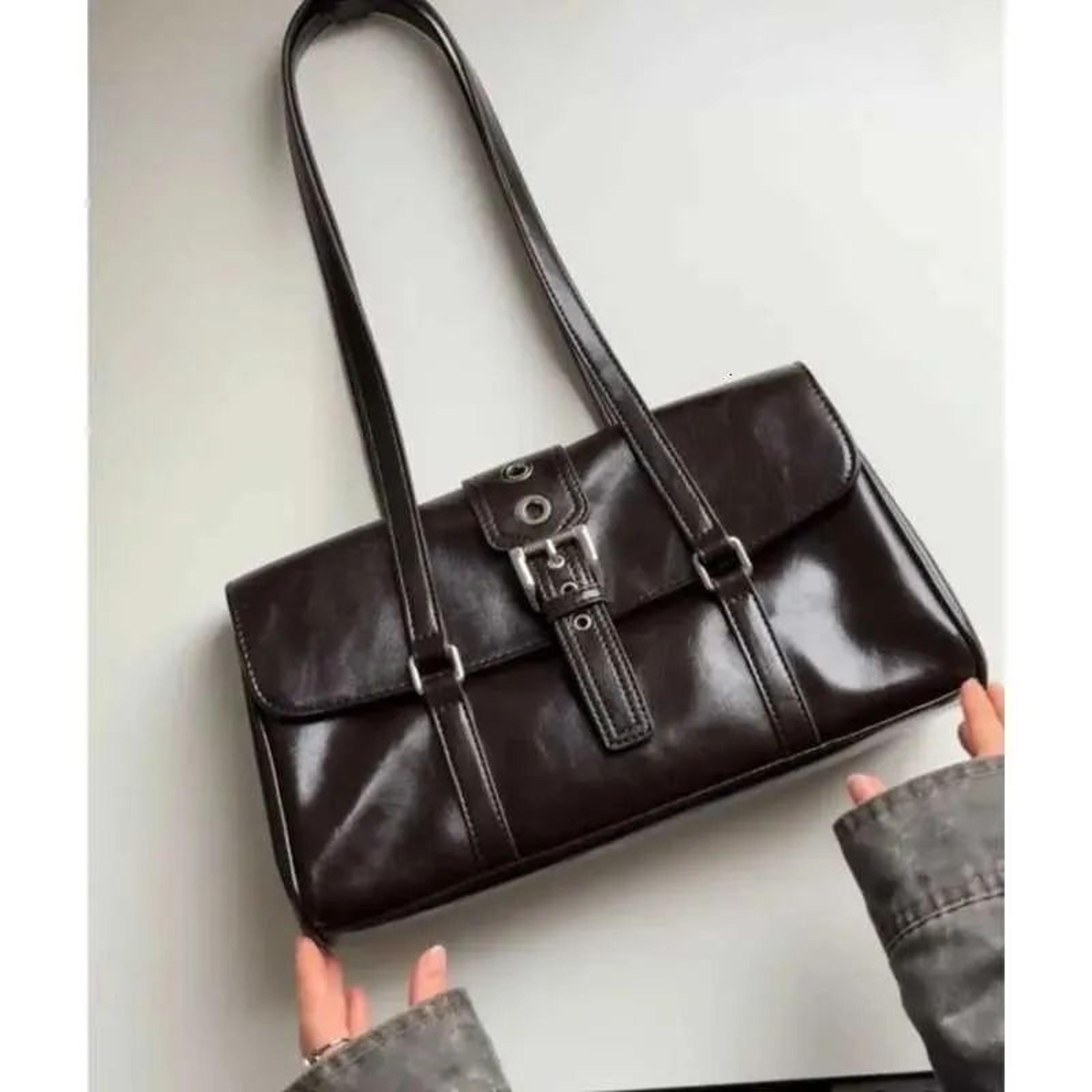 womens pu leather shoulder bag chic casual underarm handbag