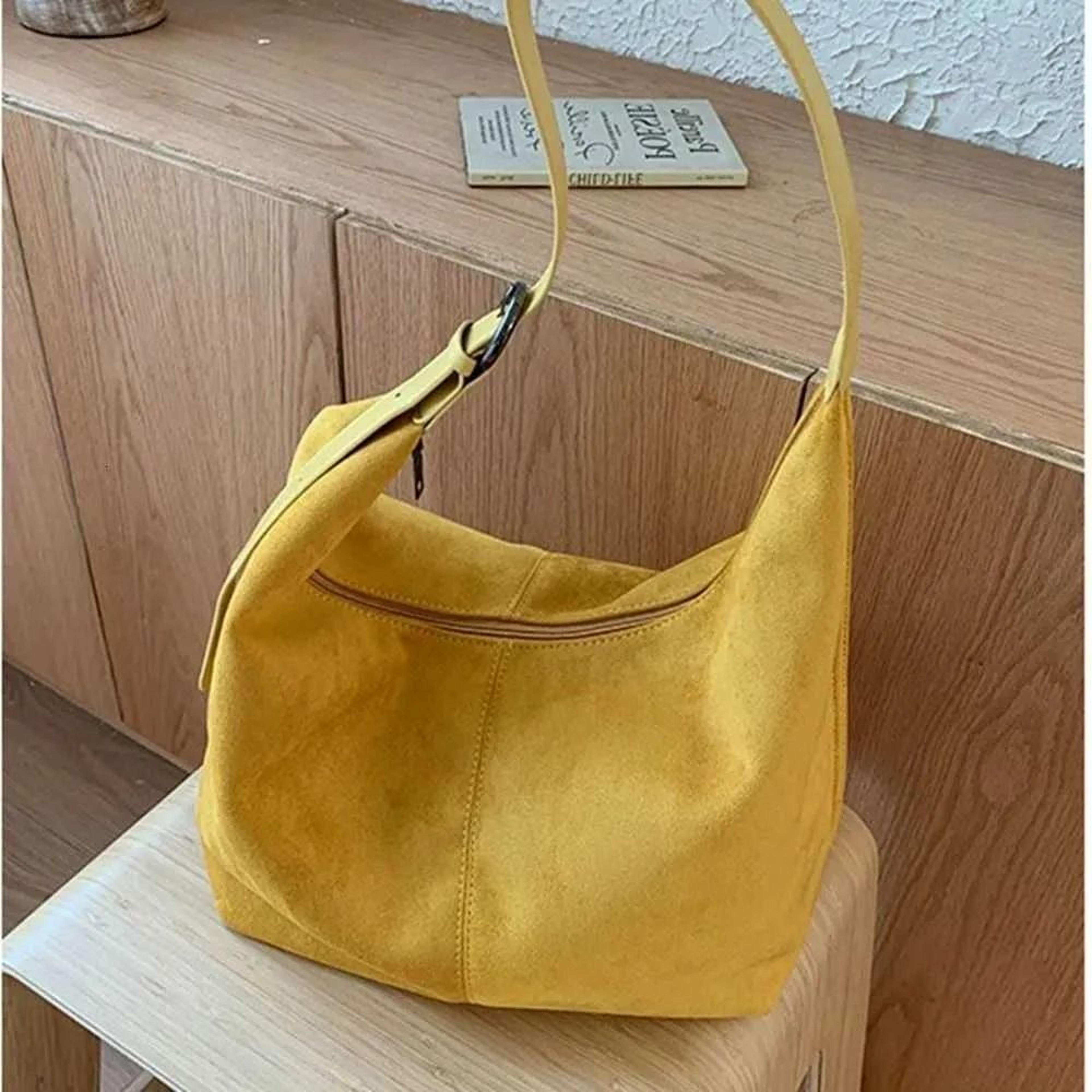 Women Suede Matte Hobo Bag With Vintage Crossbody Tote Design 5