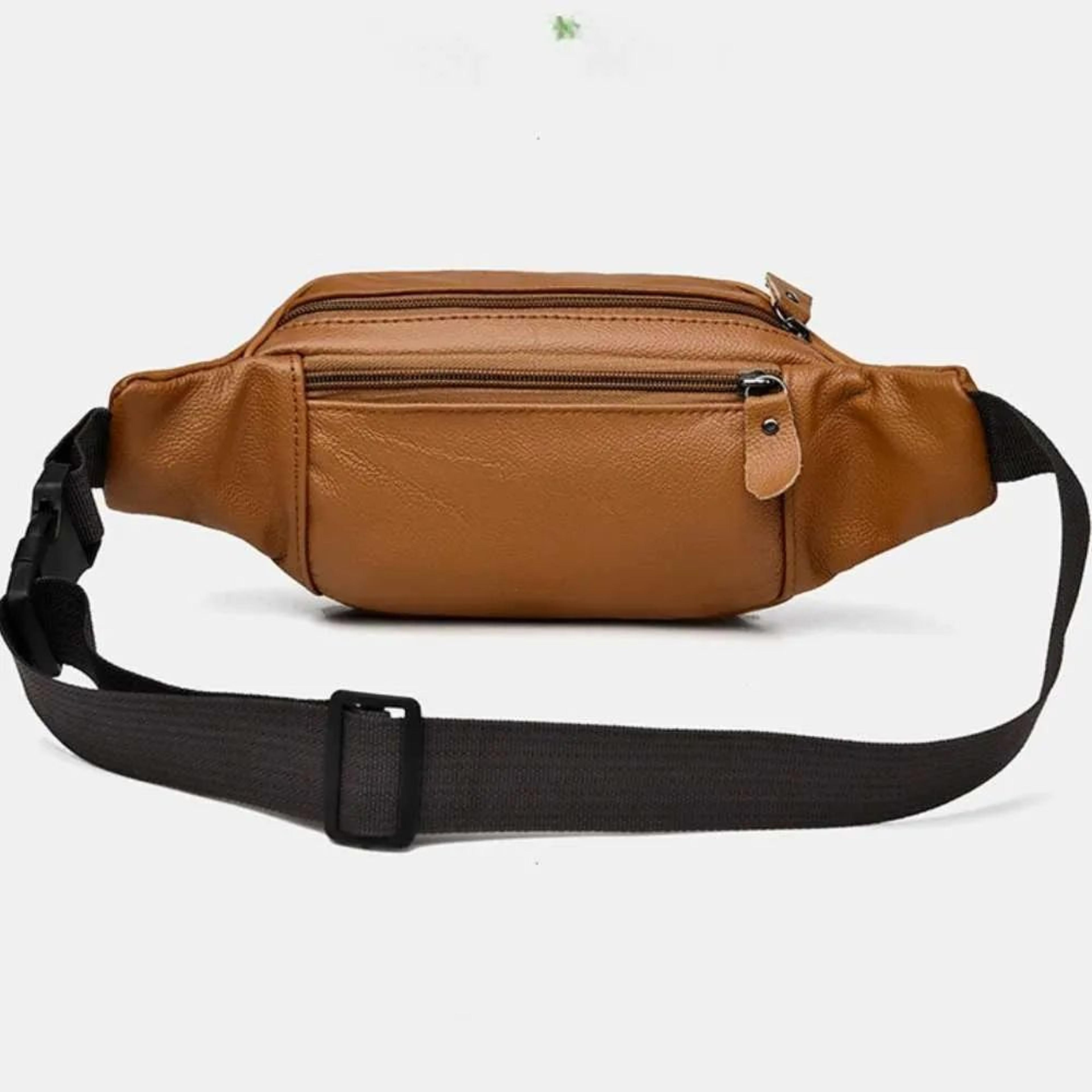 Mens Waterproof PU Leather Waist Bag With Large Capacity And Zipper Closure 1