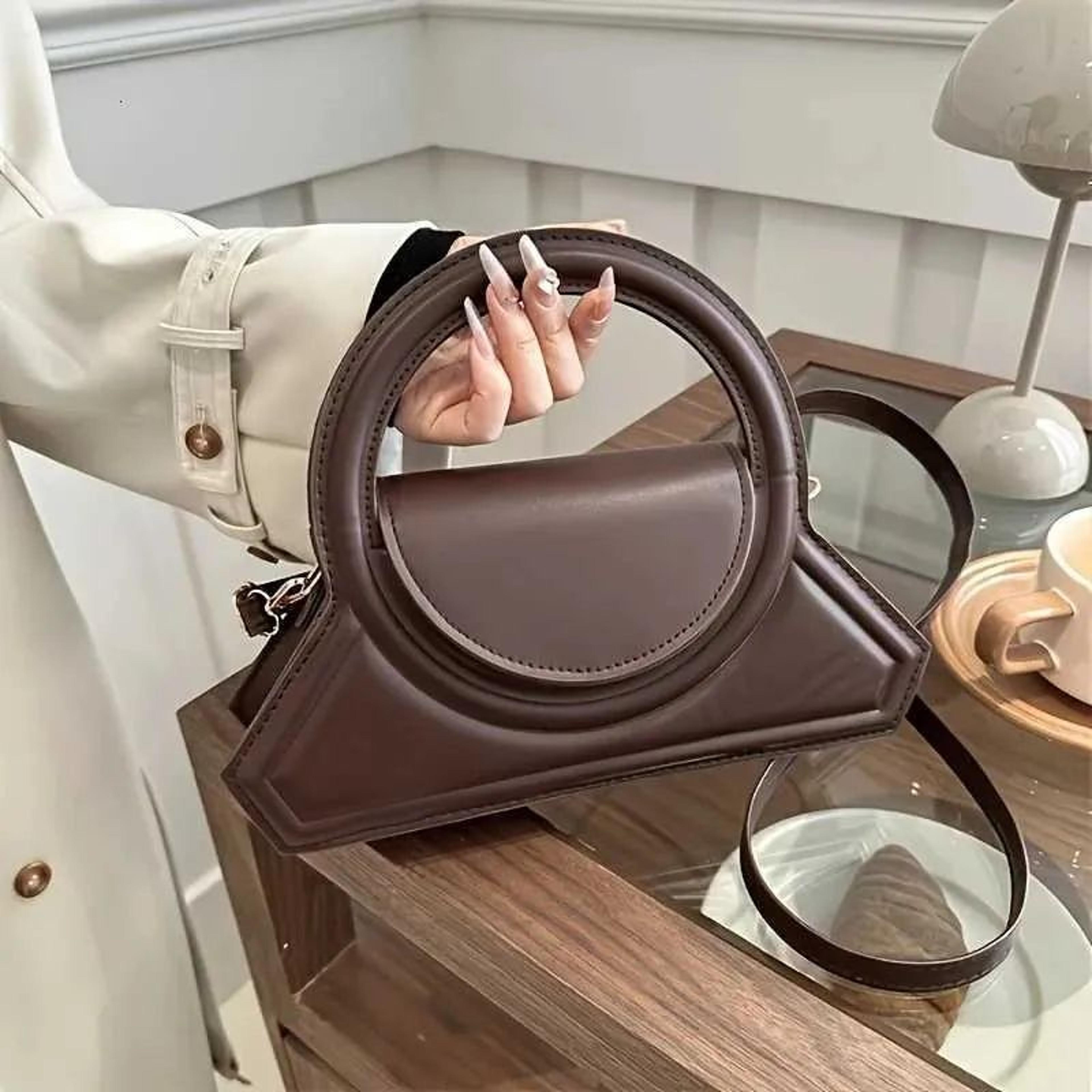 Square PU Leather Tote Bag Vintage Shoulder And Crossbody Handbag 3