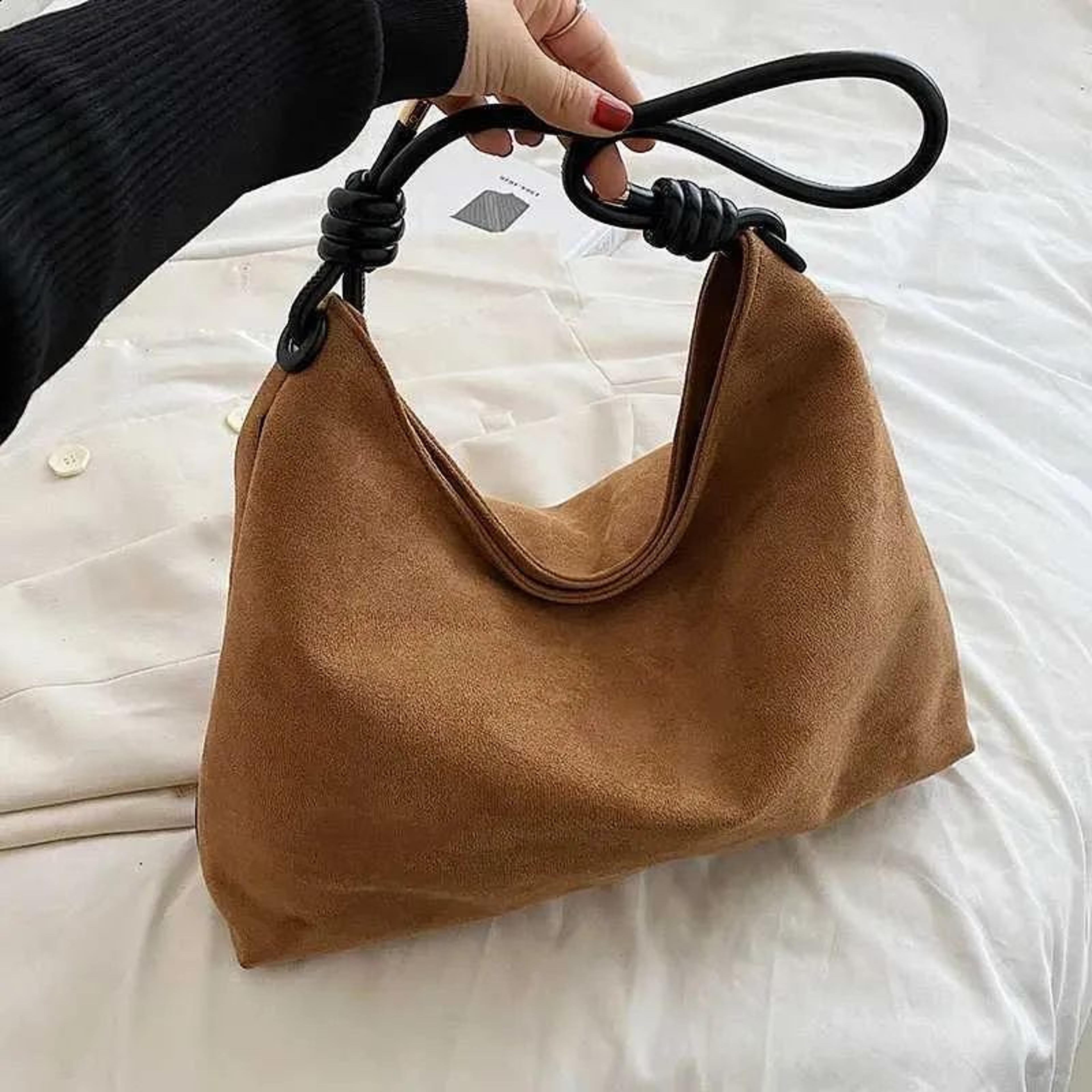 vintage faux suede hobo shoulder bag for women large capacity tote handbag