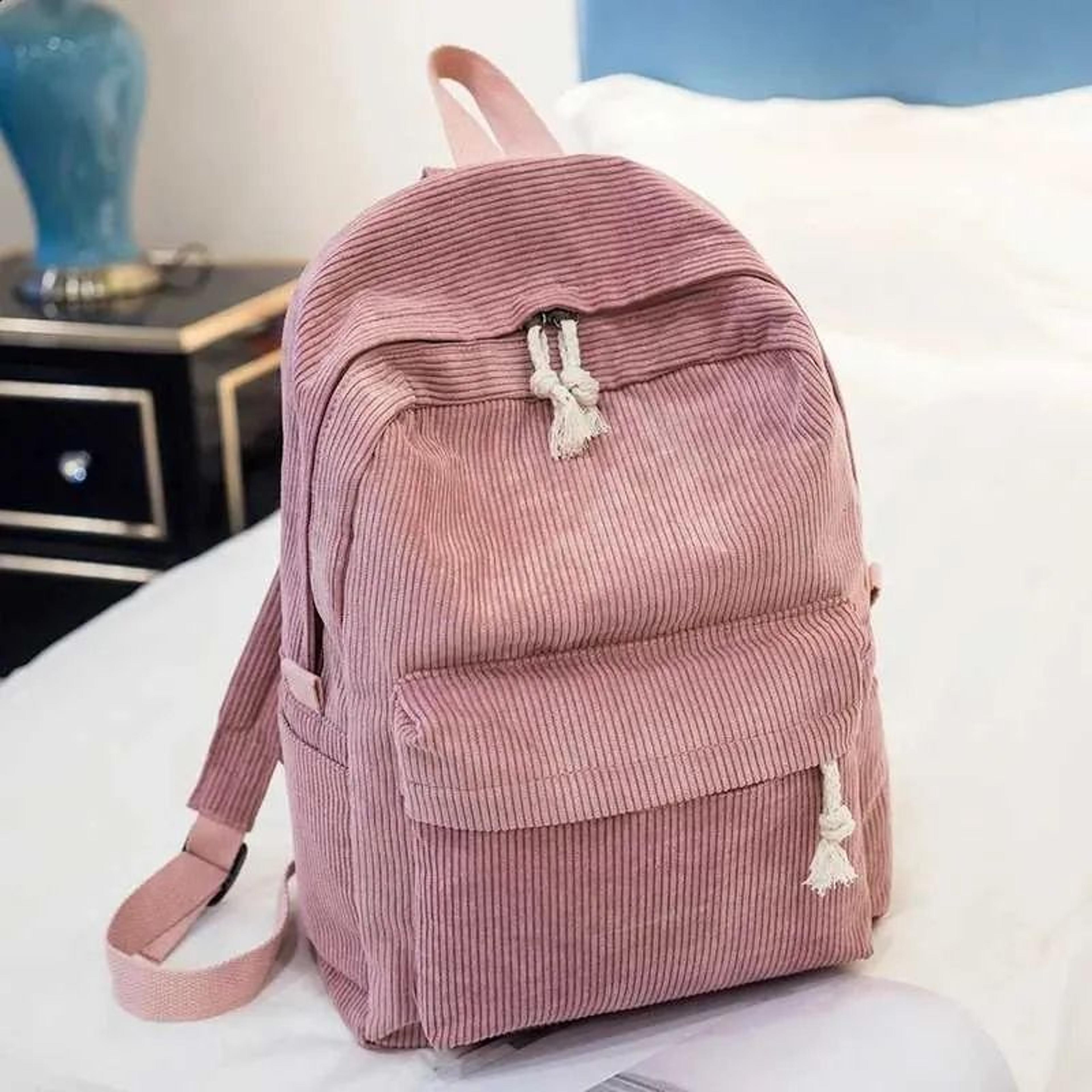 Solid Corduroy Backpack Personalized School And Travel Bag 1