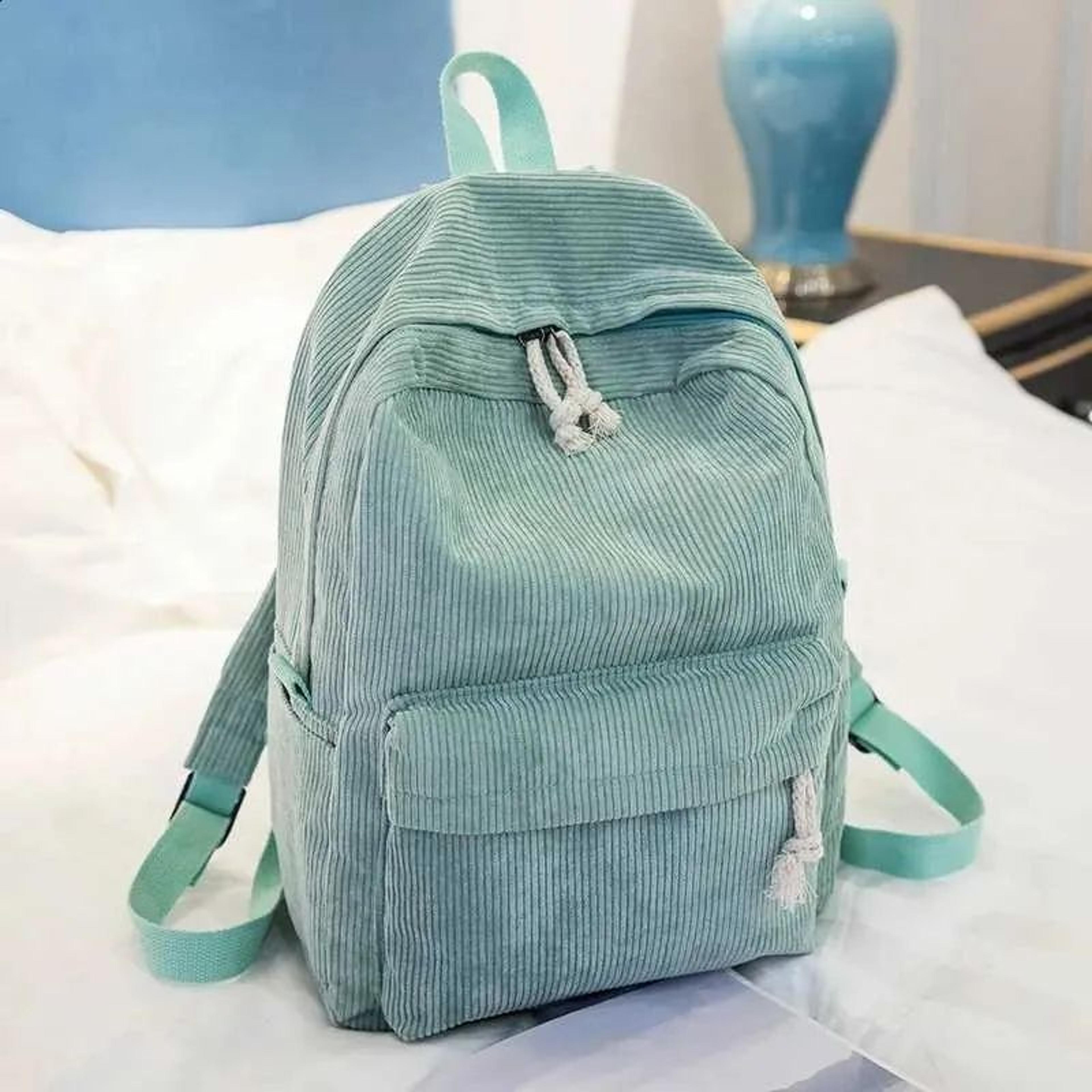 Solid Corduroy Backpack Personalized School And Travel Bag 2