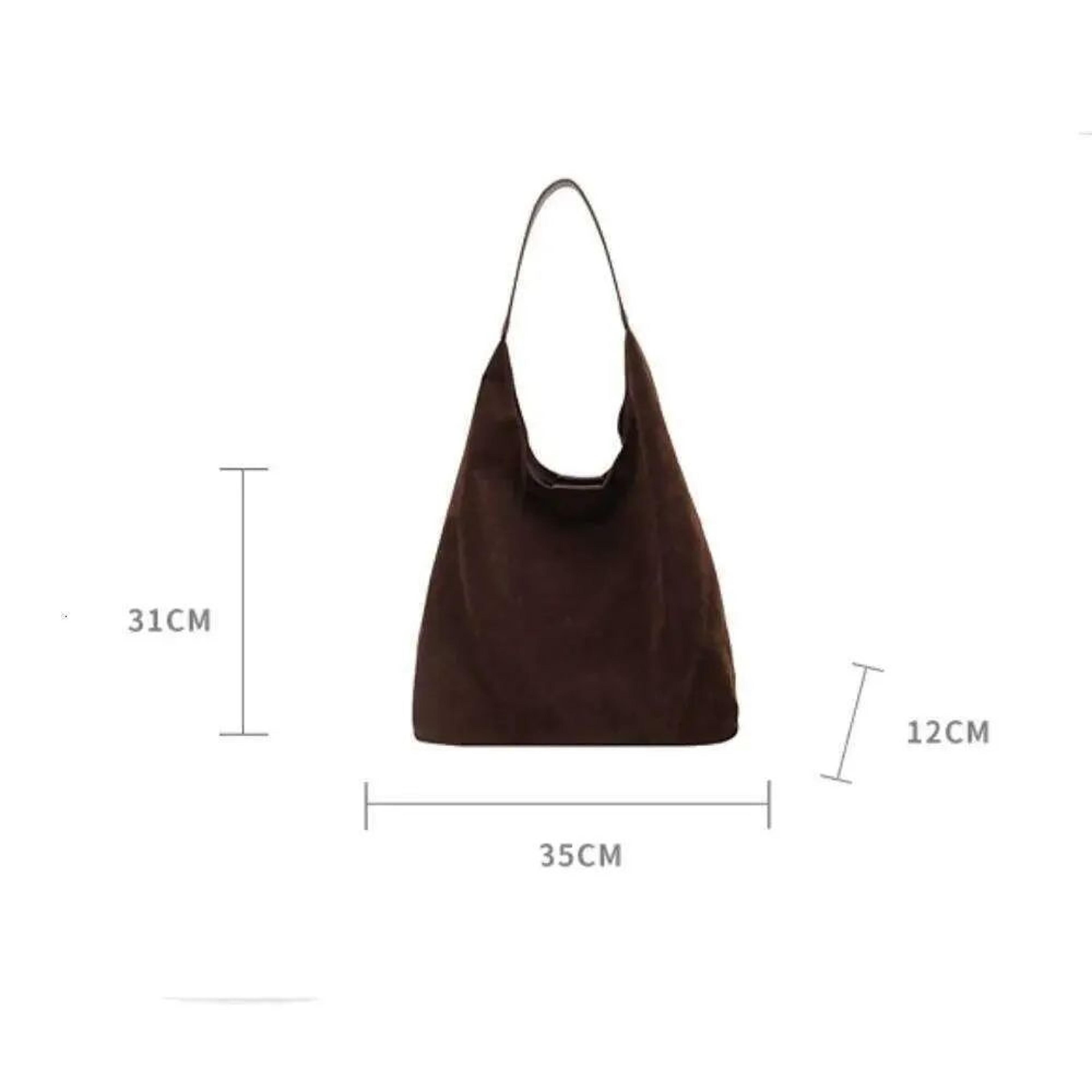 Vintage Suede Bucket Bag For Women Large Capacity Shoulder Purse 5
