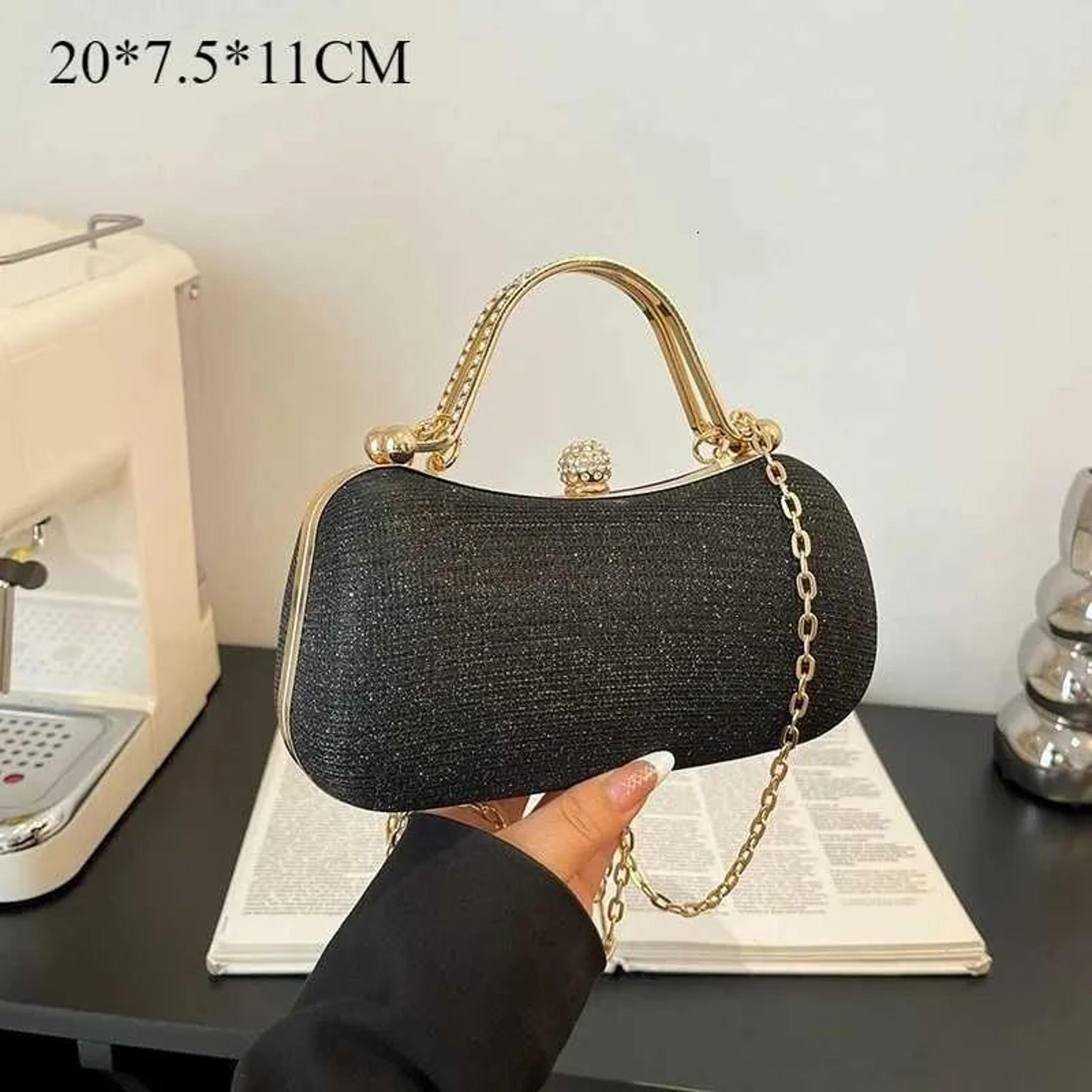 Women Sparkling Box Shoulder Bag With Chain Strap 1