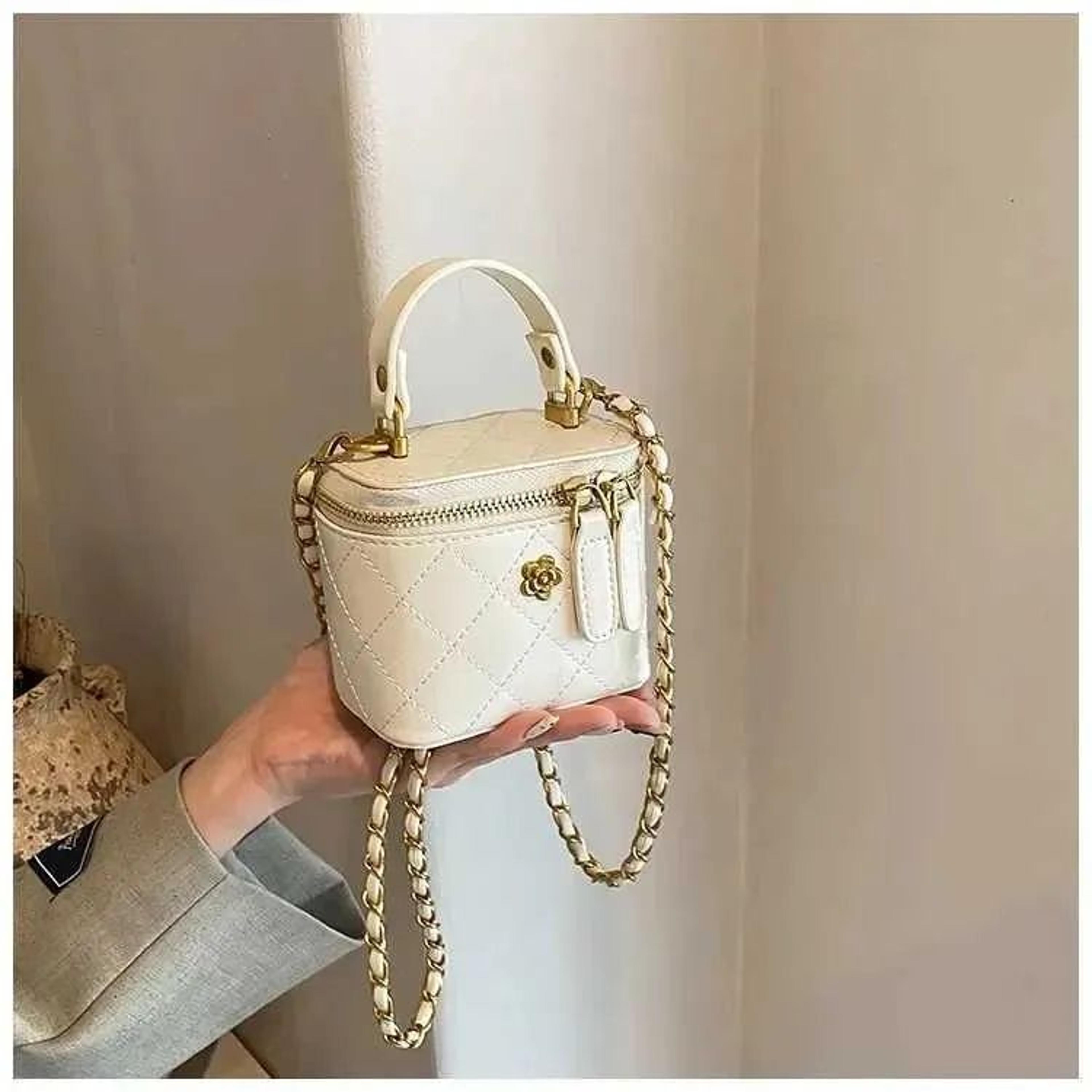 Mini Square Chain Crossbody Handbag With Short Top Handle 3