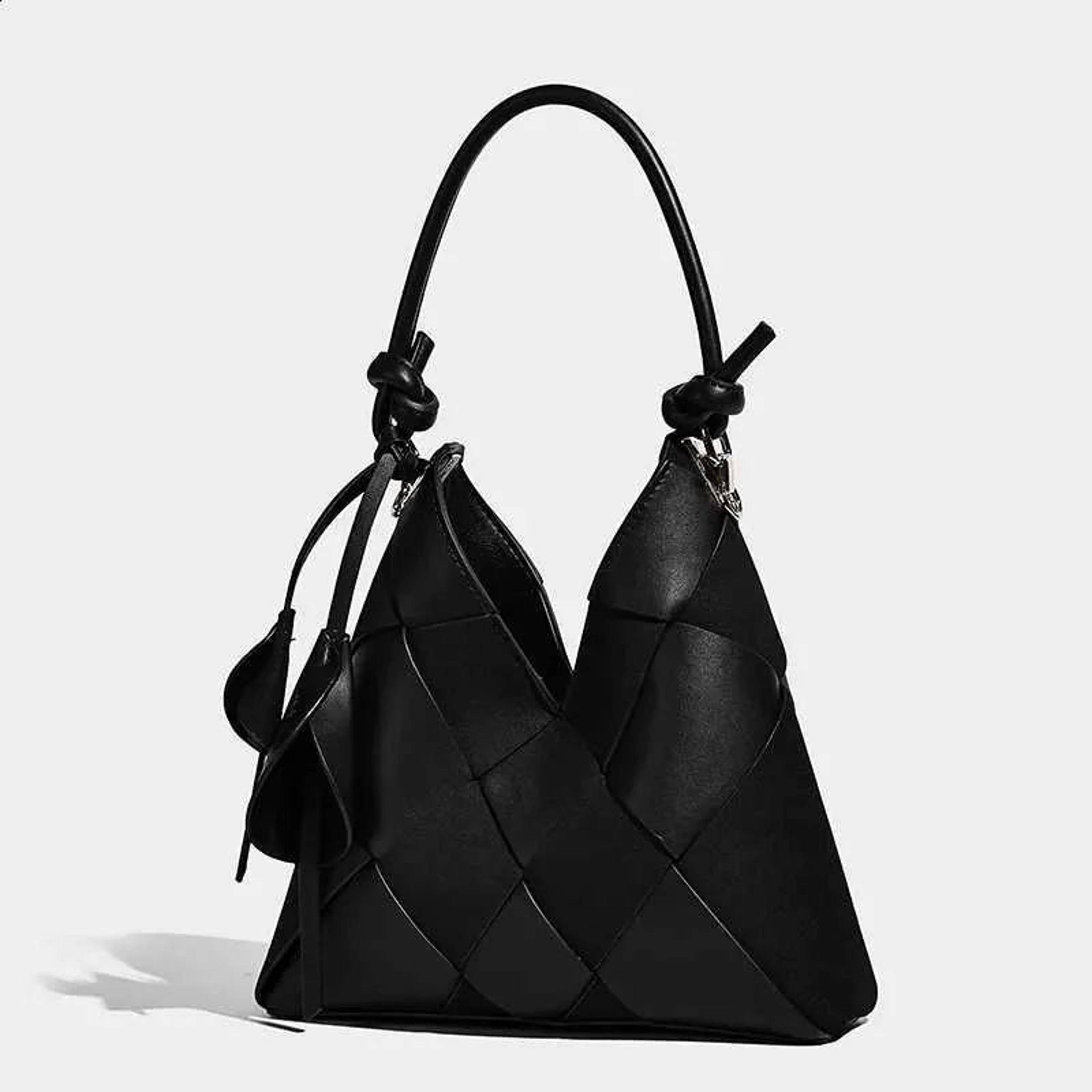 women hand-woven crossbody bag retro minimalist synthetic leather shoulder purse