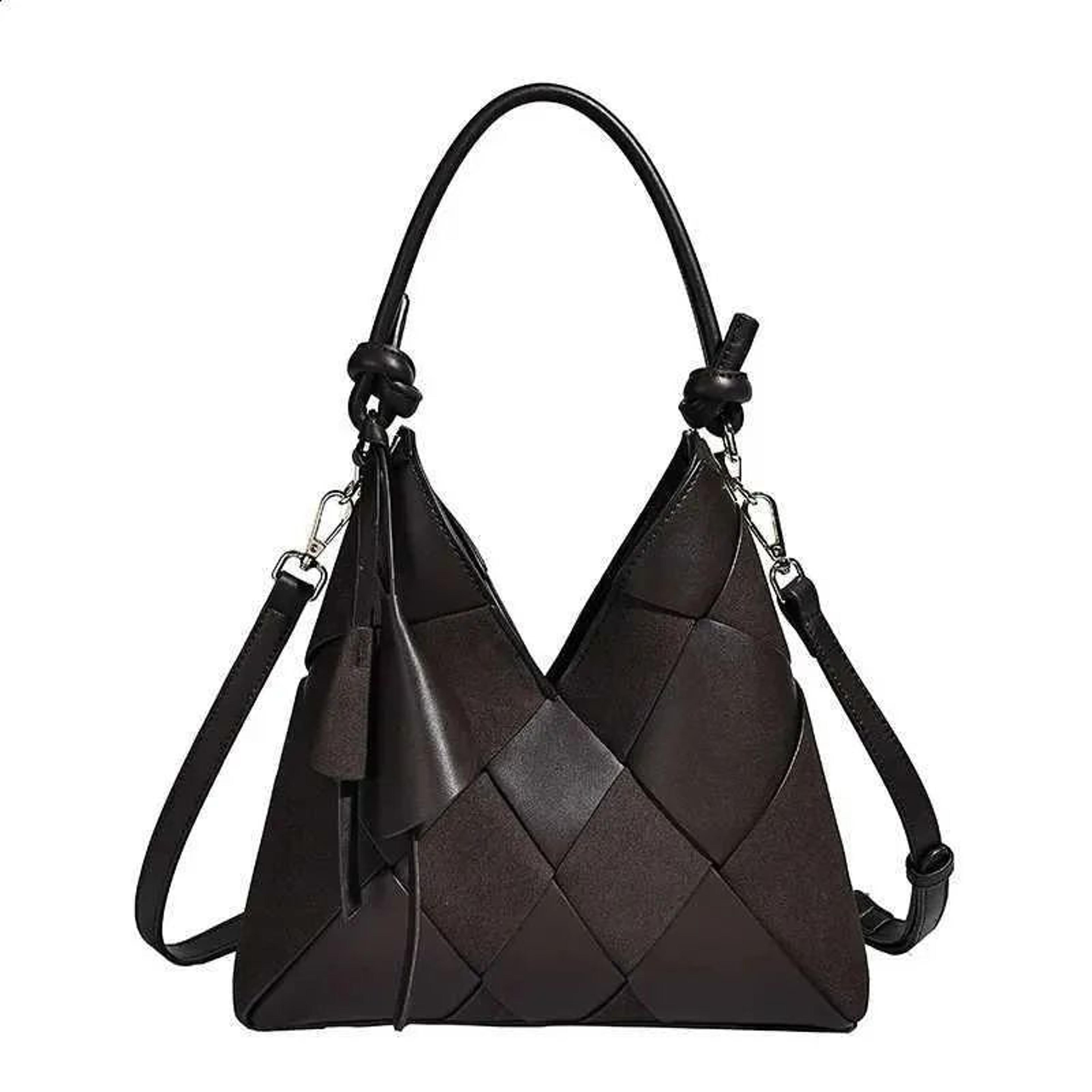 Women HandWoven Crossbody Bag Retro Minimalist Synthetic Leather Shoulder Purse 3