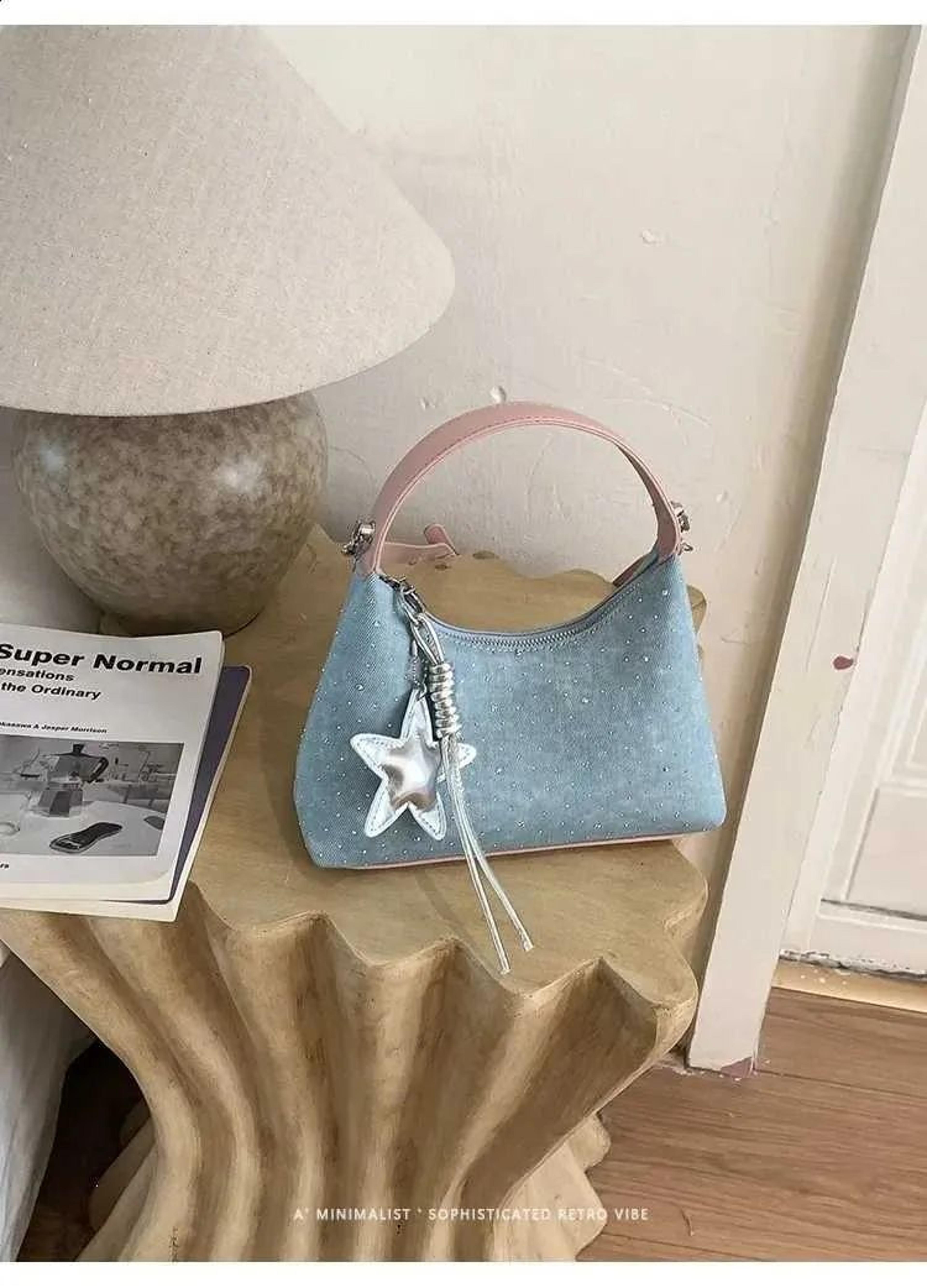 women denim patchwork crossbody handbag with diamond pattern pu leather