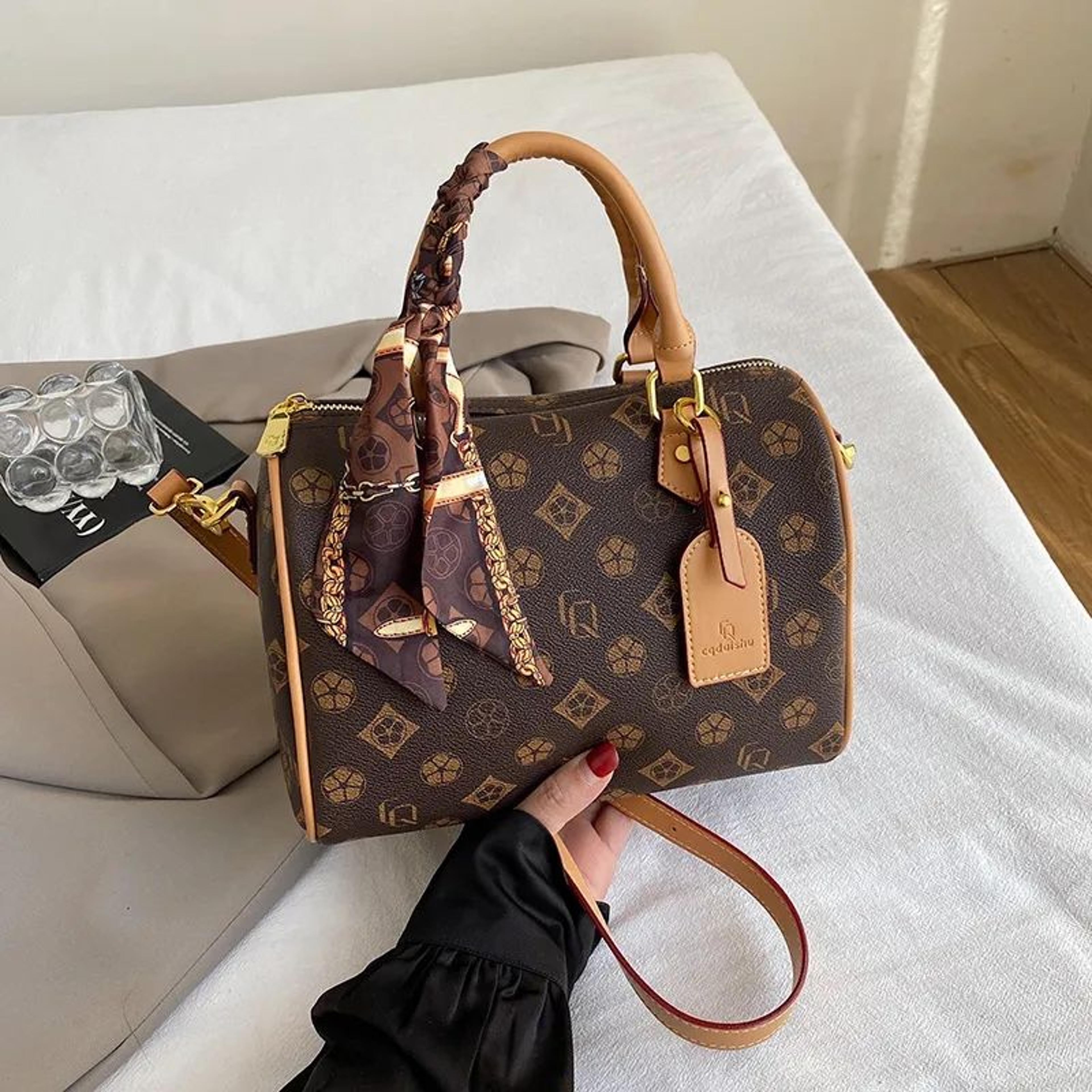 Vintage PU Leather Boston Shoulder Bag For Women With Patchwork Design 2
