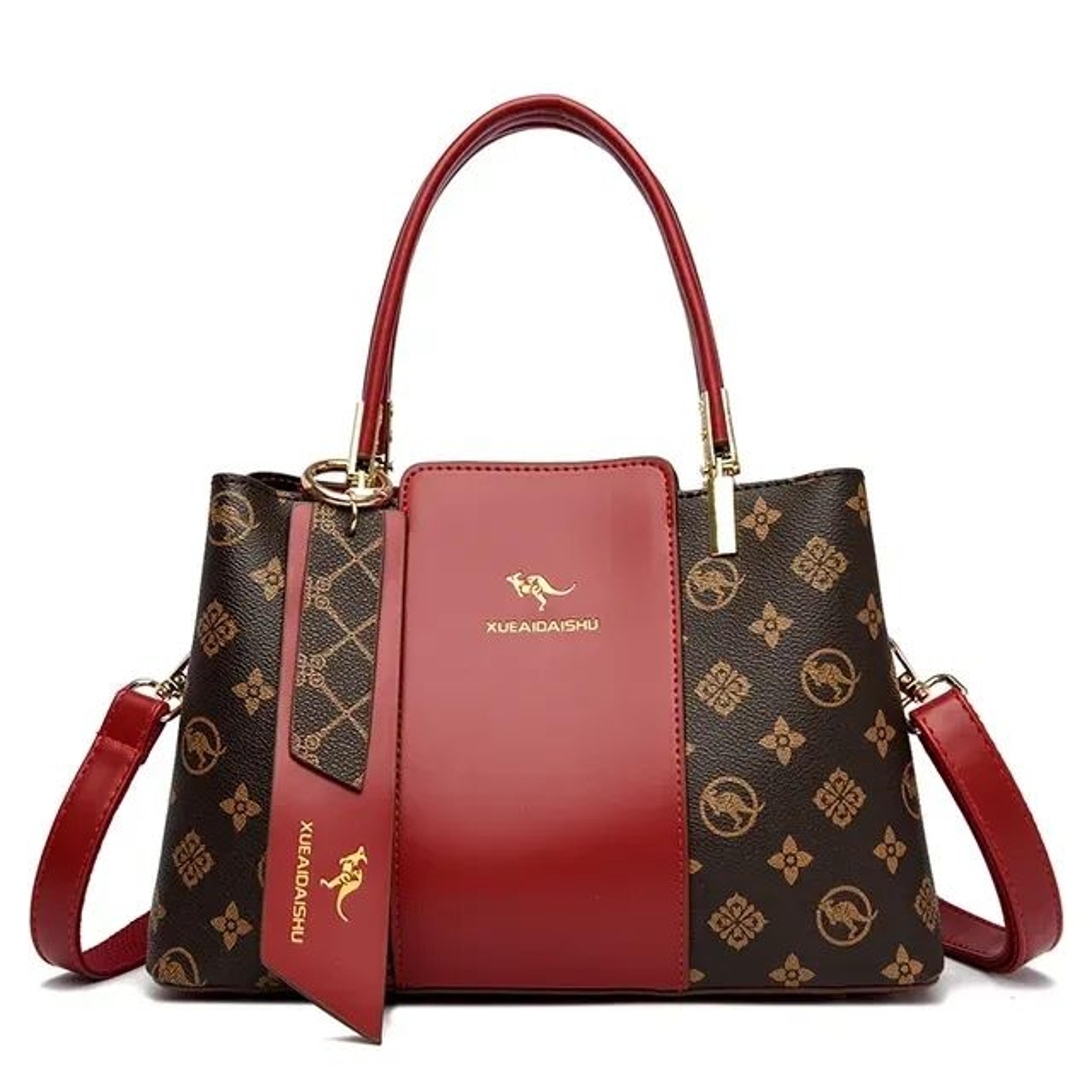Women Large Capacity Soft Leather Shoulder Crossbody Handbag With Fashion Print 1