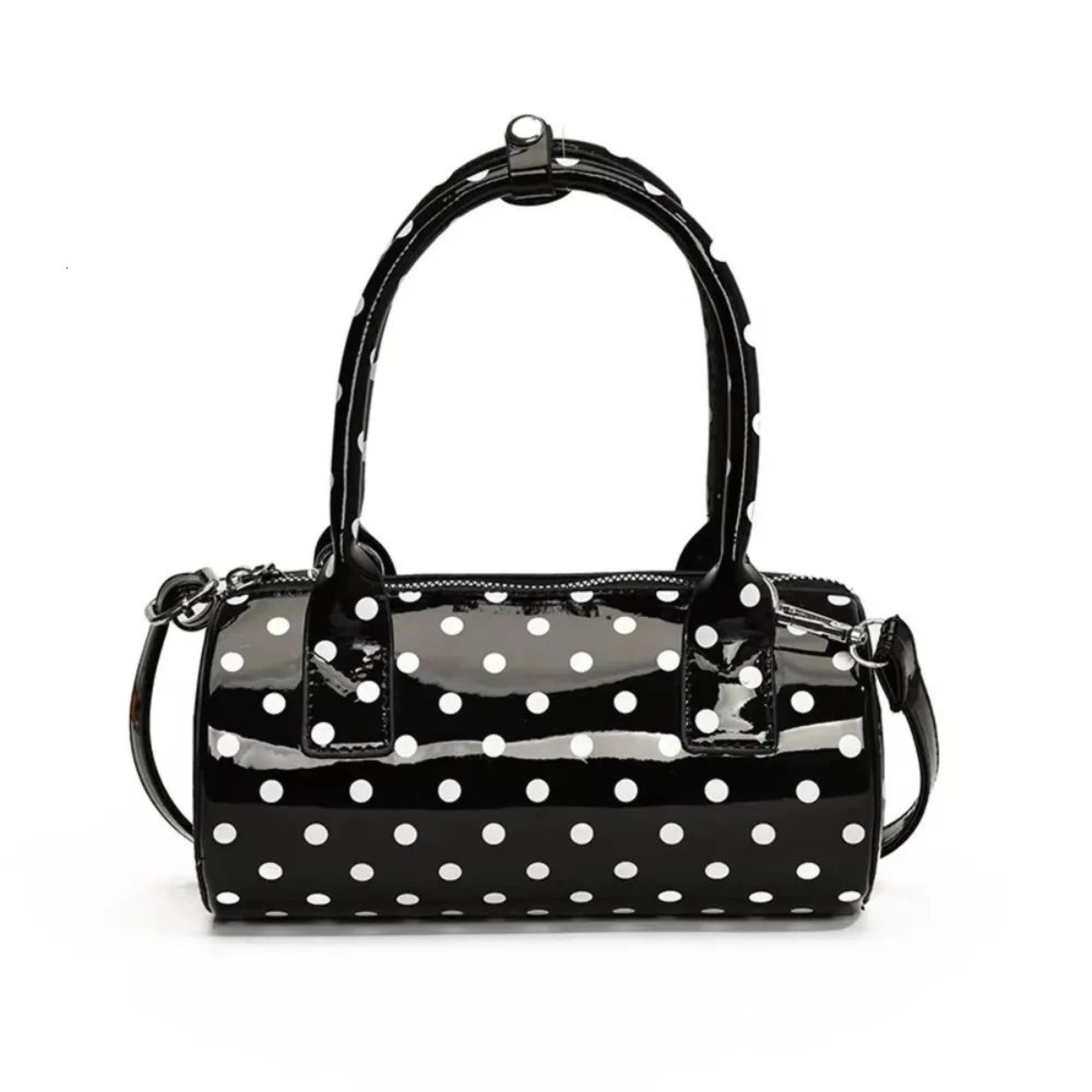 Women Mini Cylindrical Crossbody Bag With Polka Dots And Adjustable Strap 1