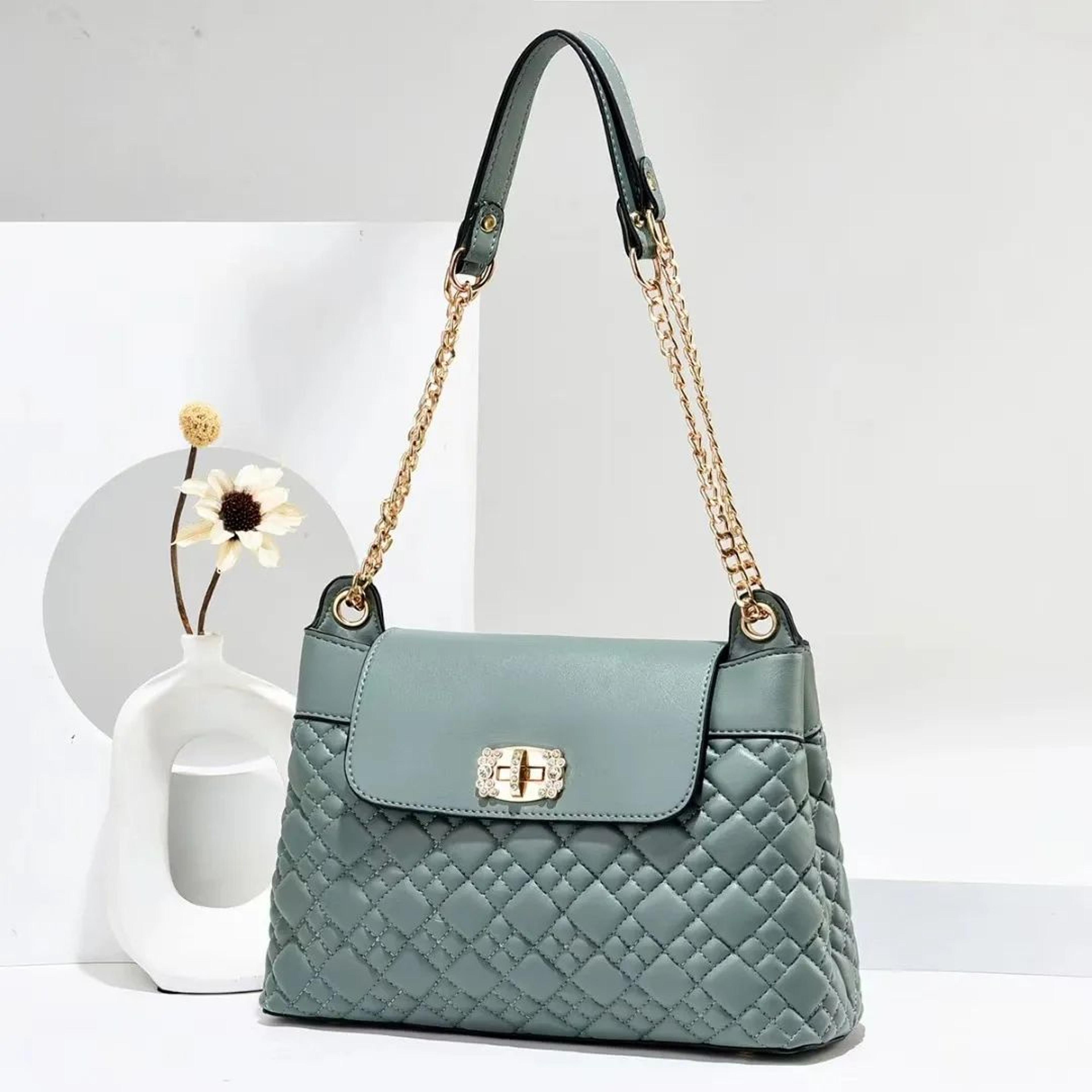 women's quilted shoulder bag lightweight pu crossbody handbag