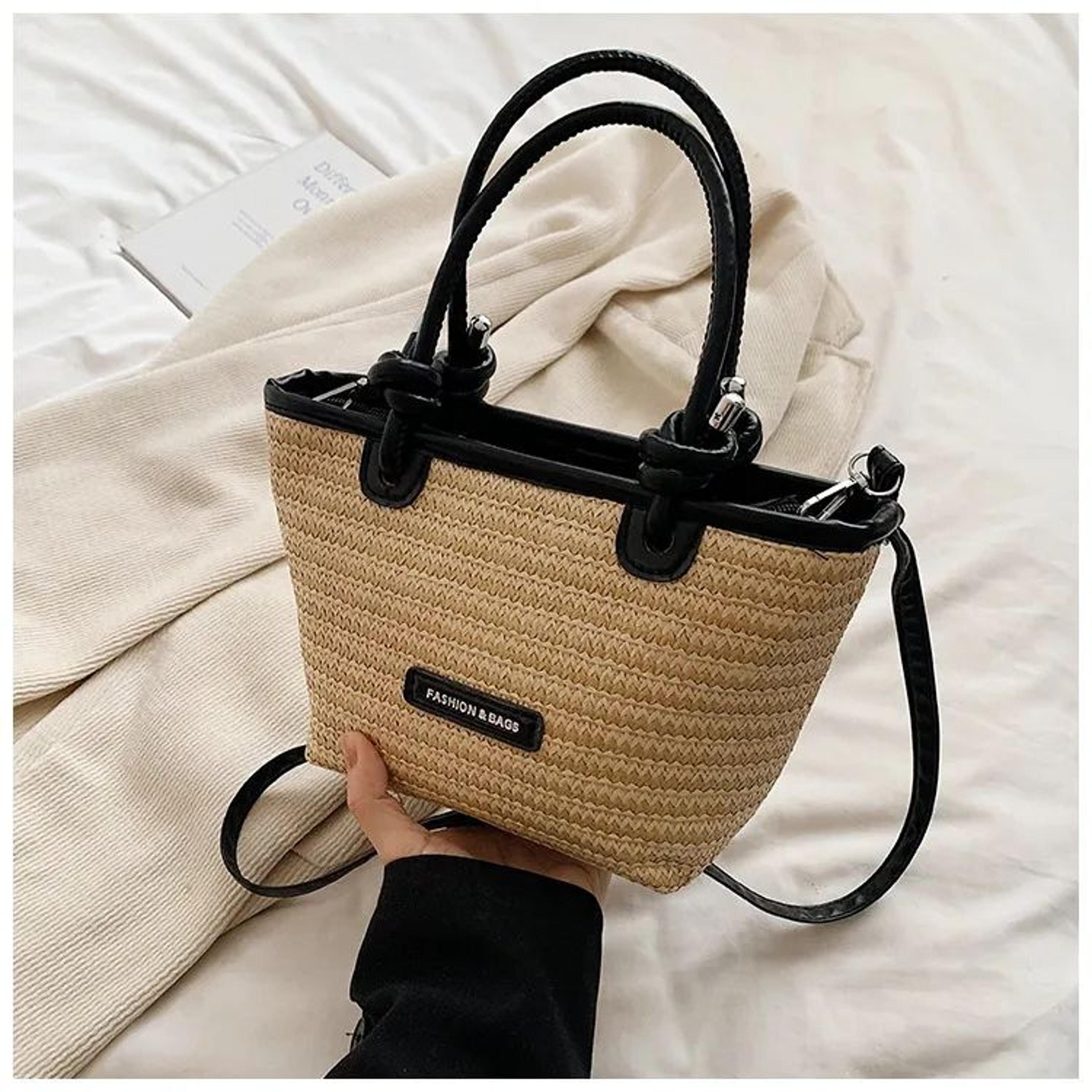 boho woven rattan beach bag for women crossbody shoulder bucket tote