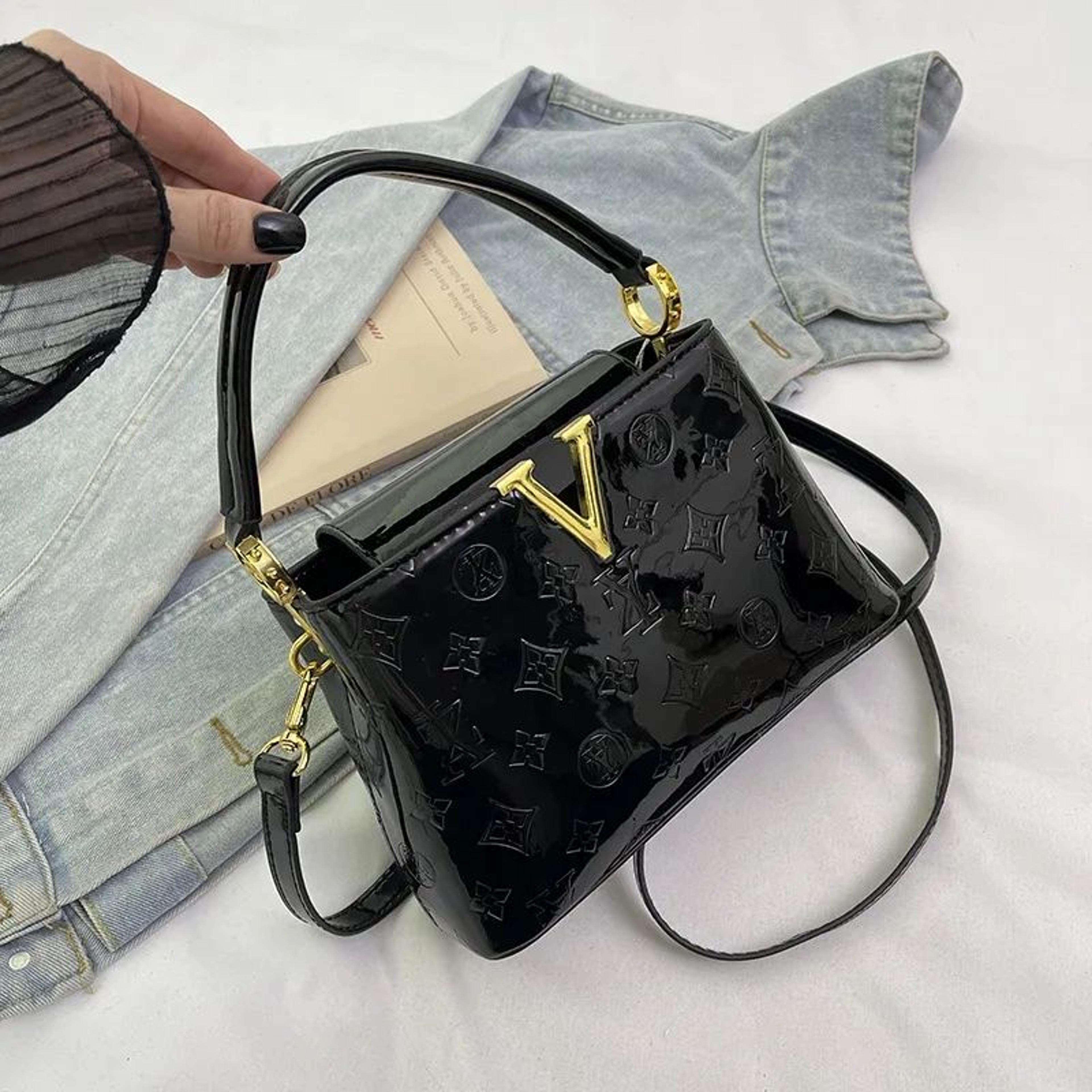 Womens Patent Leather Bucket Bag Large Capacity Shoulder And Crossbody Handbag 1
