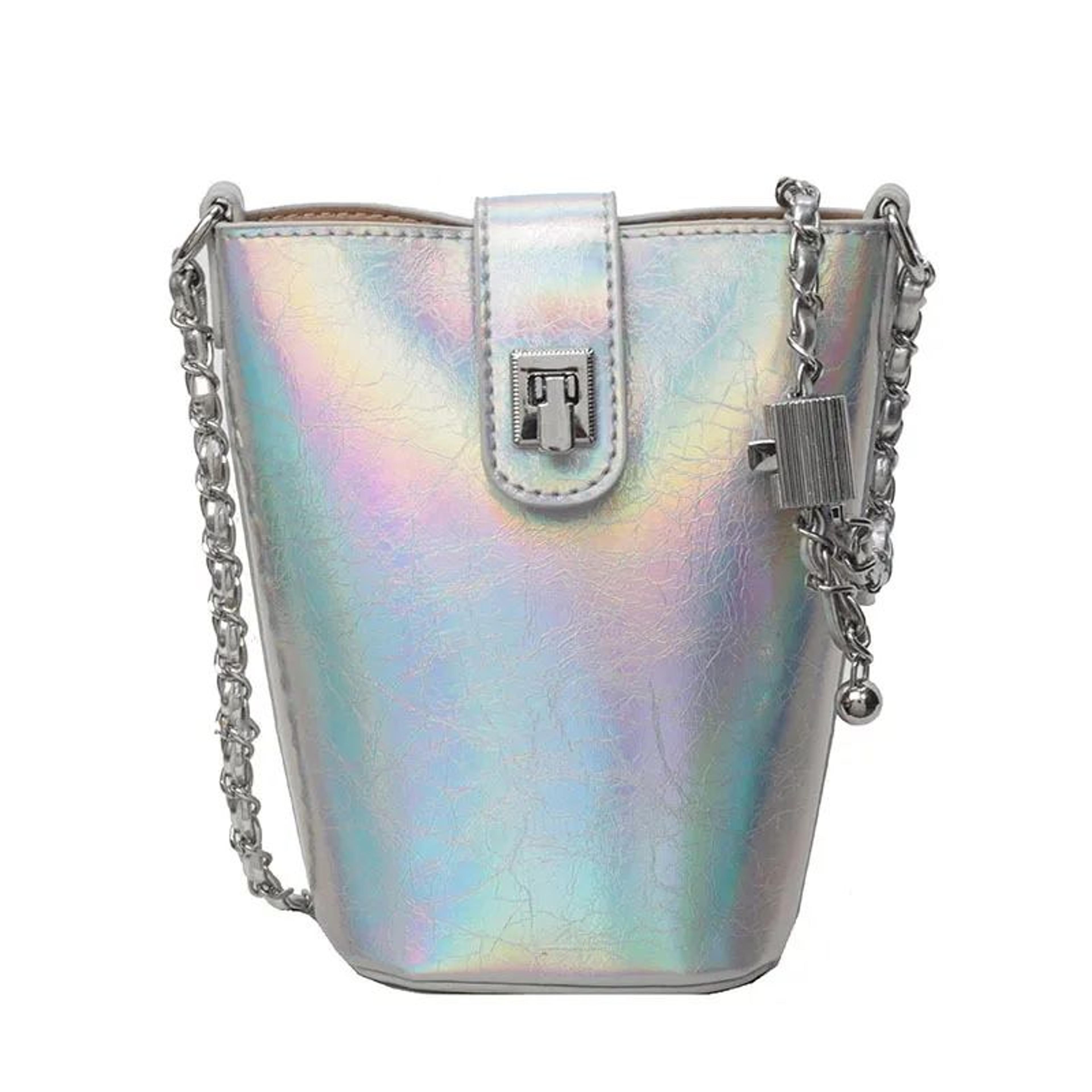 Women Minimalist Bucket Bag With Chain Crossbody Strap 4