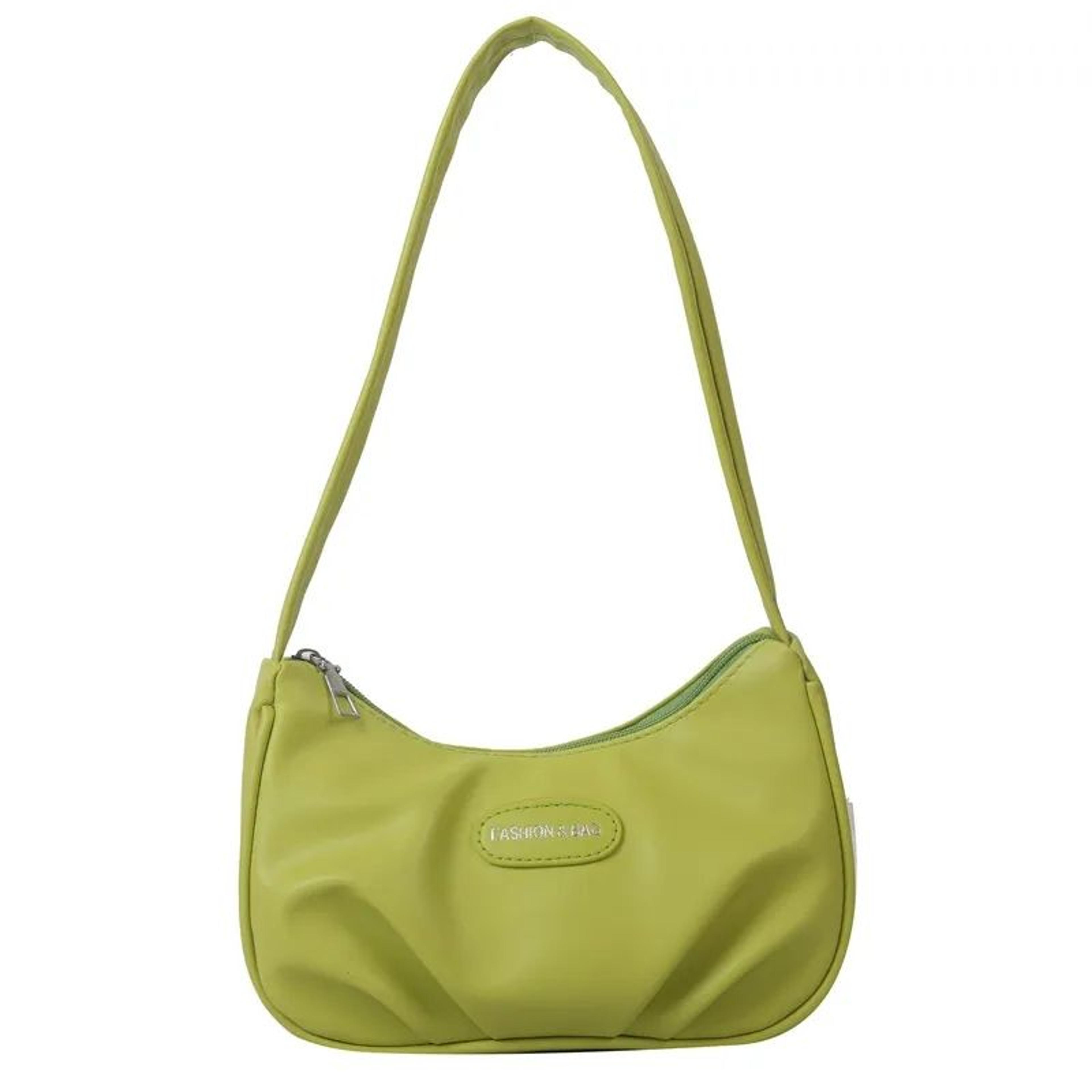 Womens Pleated Crescent Crossbody Bag With Textured Solid Color Design 2