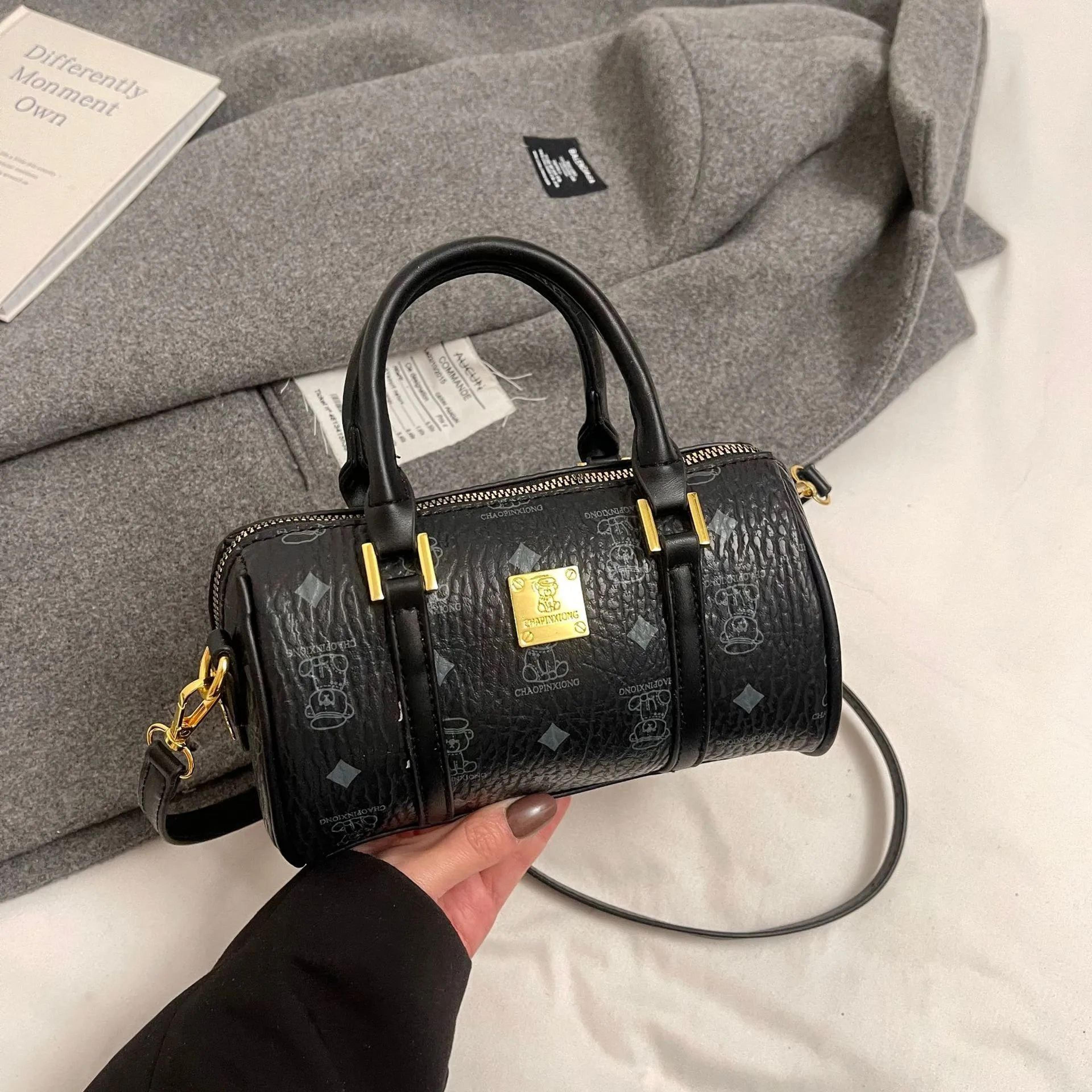 women retro woven-style pu shoulder bag with soft pillow design
