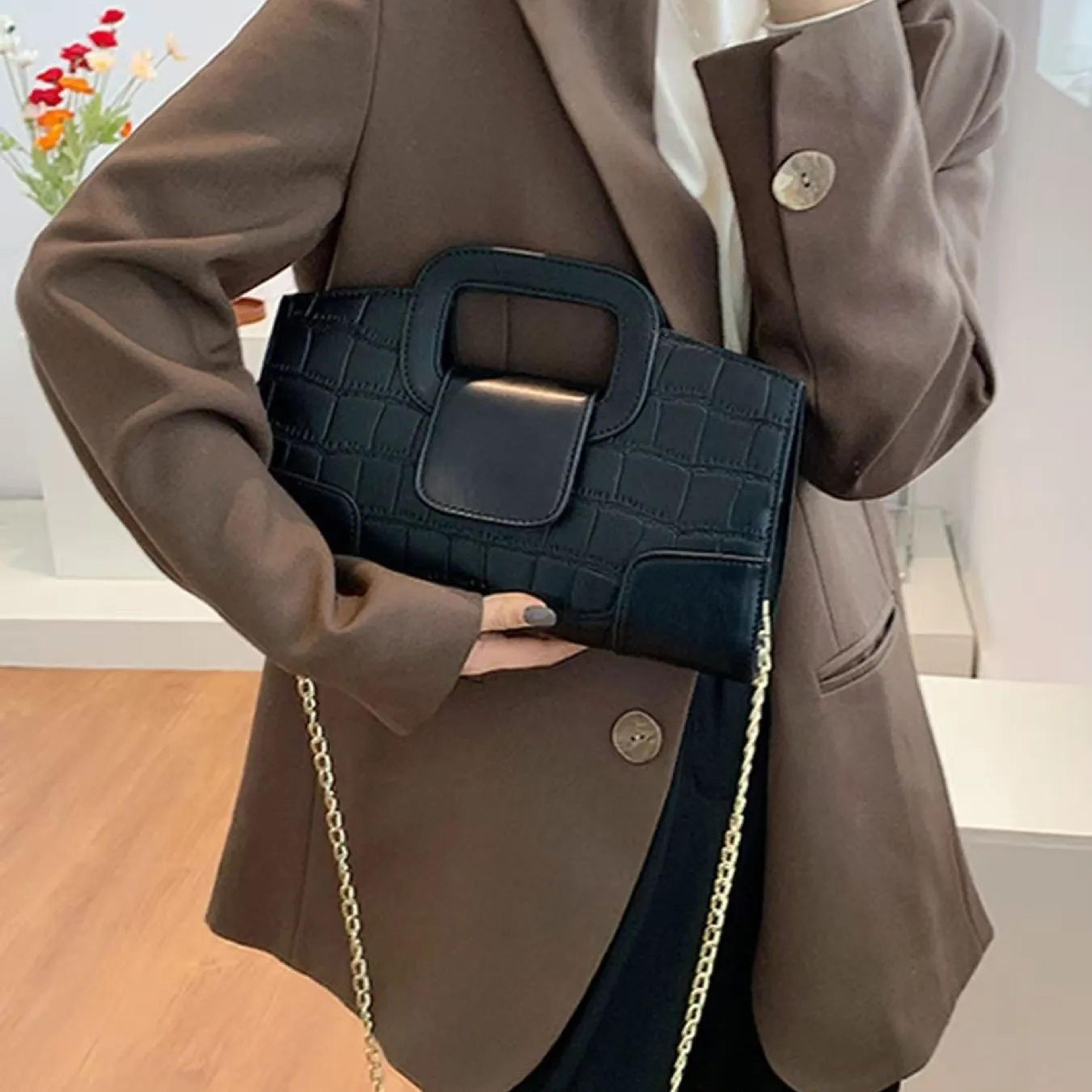 retro small square crossbody bag with chain strap