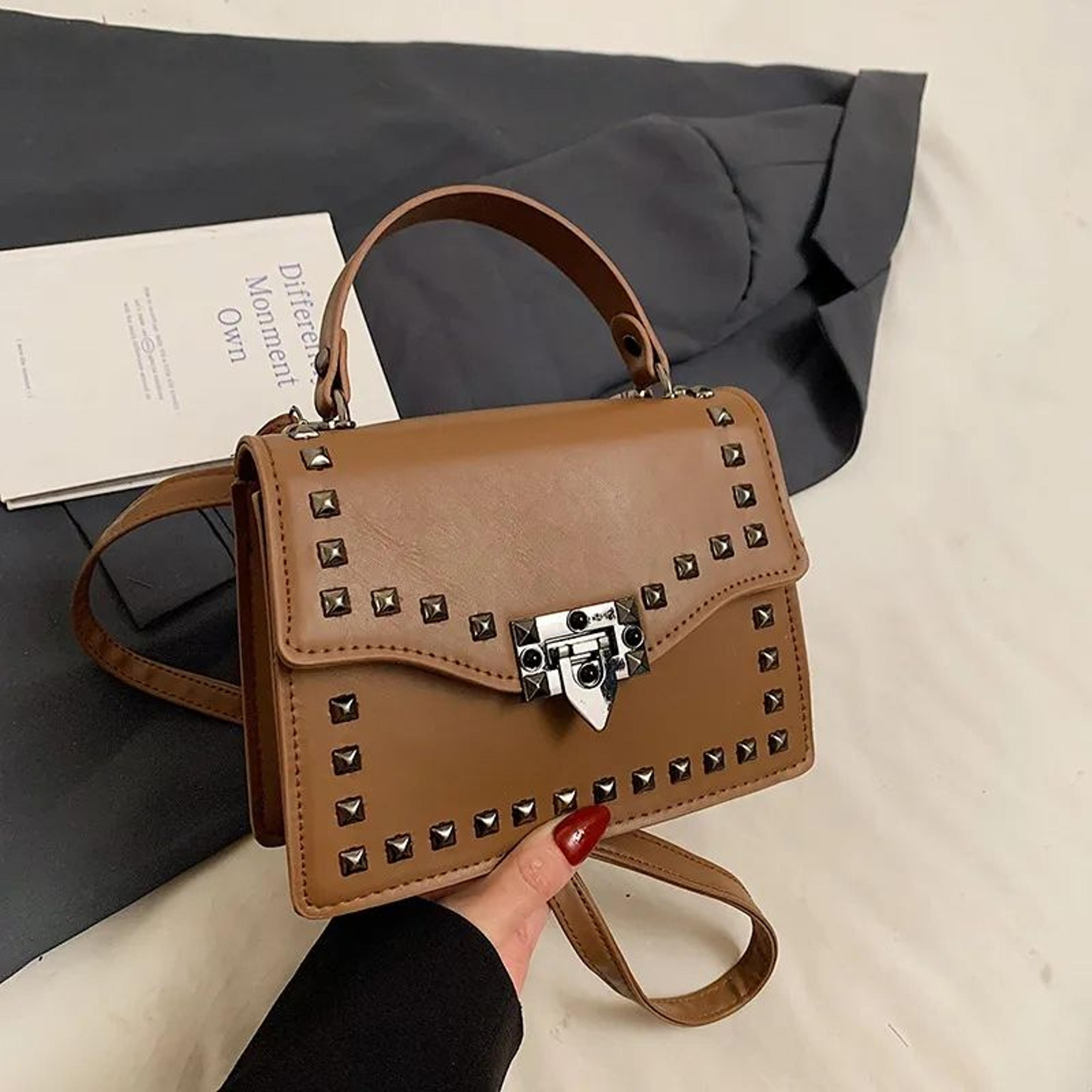Square Crossbody Bag For Women With Rivet Accents 1