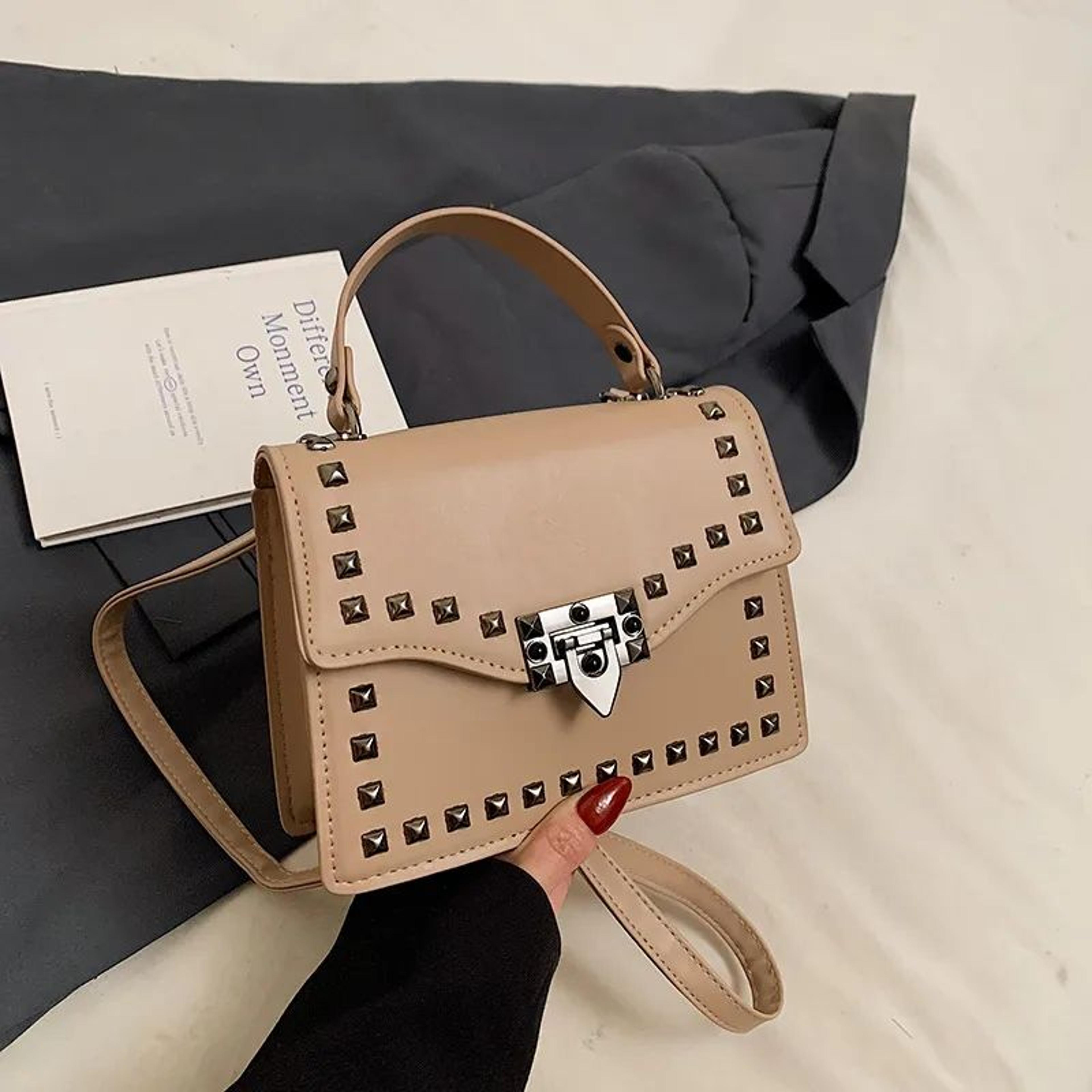 Women Small Square Crossbody Bag With Rivet Accents 2