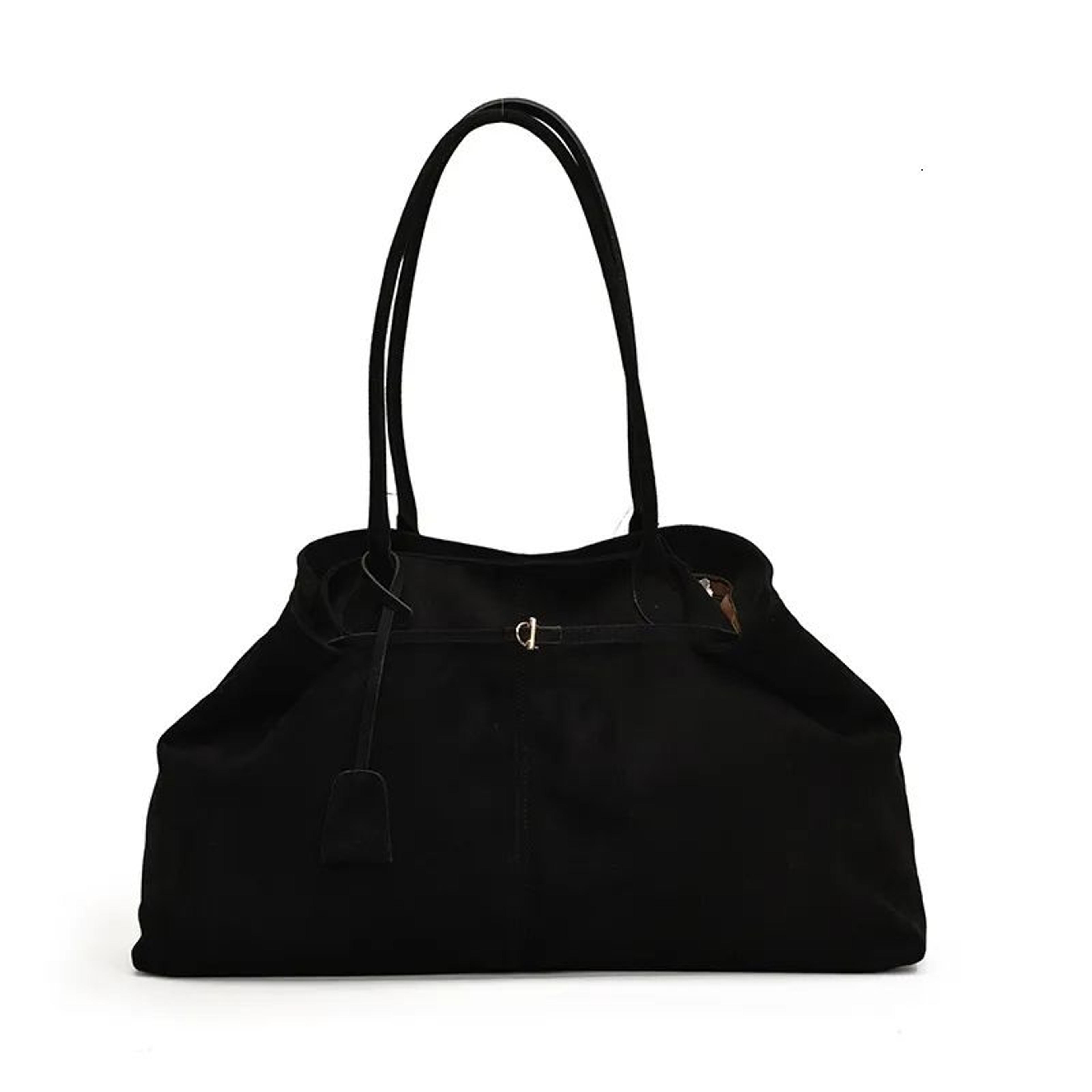 women suede underarm shoulder bag with magnetic buckle and zipper pocket