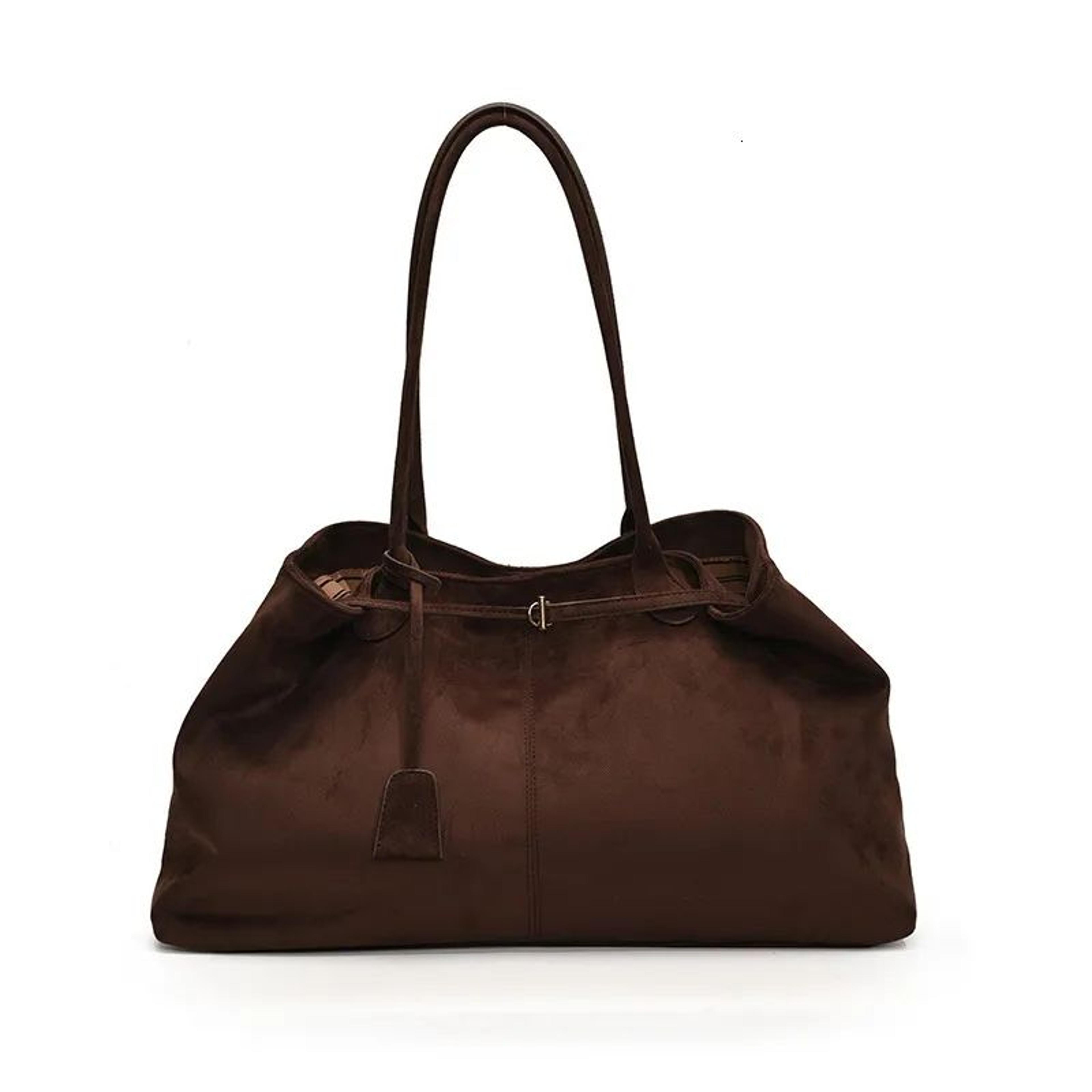Women Suede Underarm Shoulder Bag With Magnetic Buckle And Zipper Pocket 2