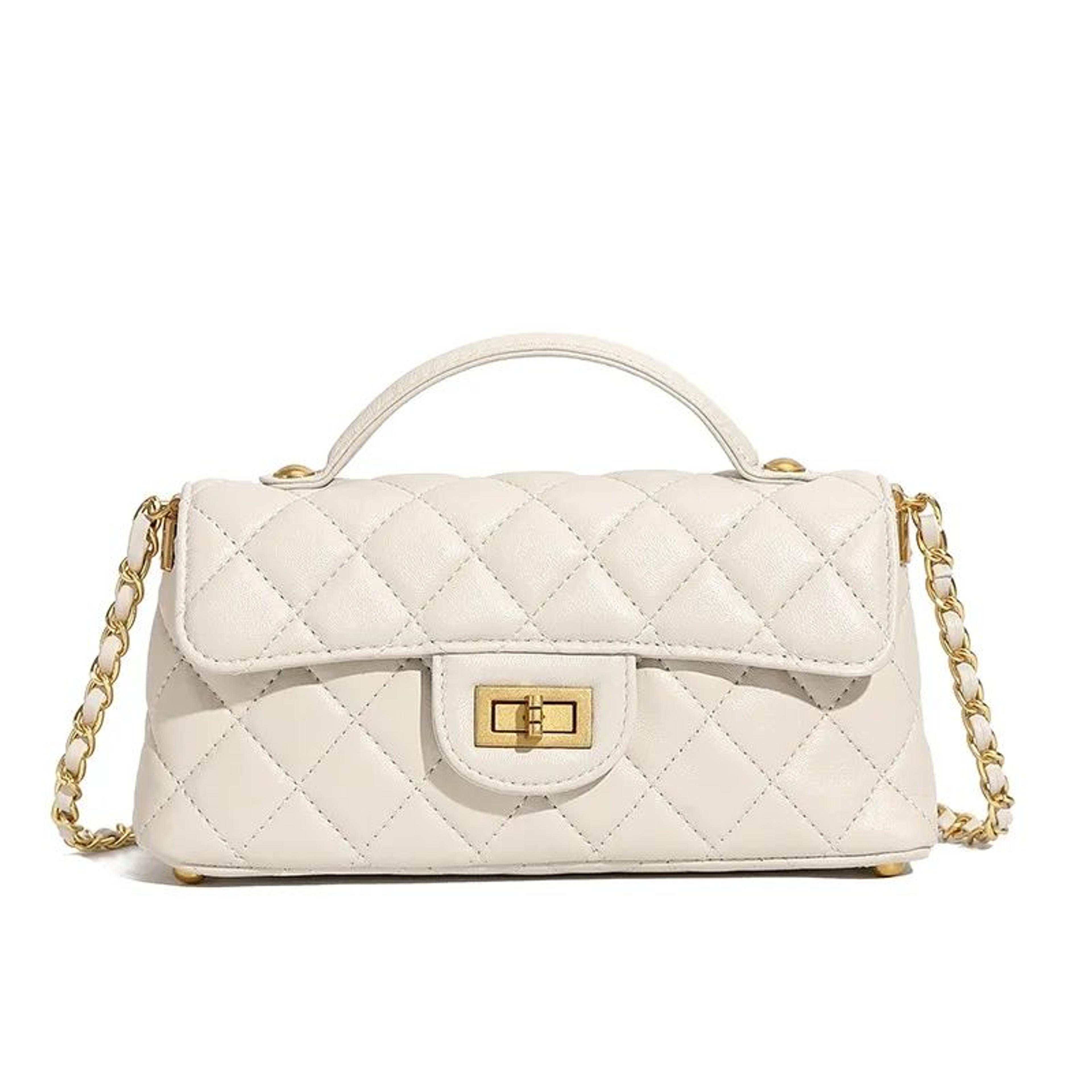 Womens Leather Diamond Grid Crossbody Bag With Chain Strap 3