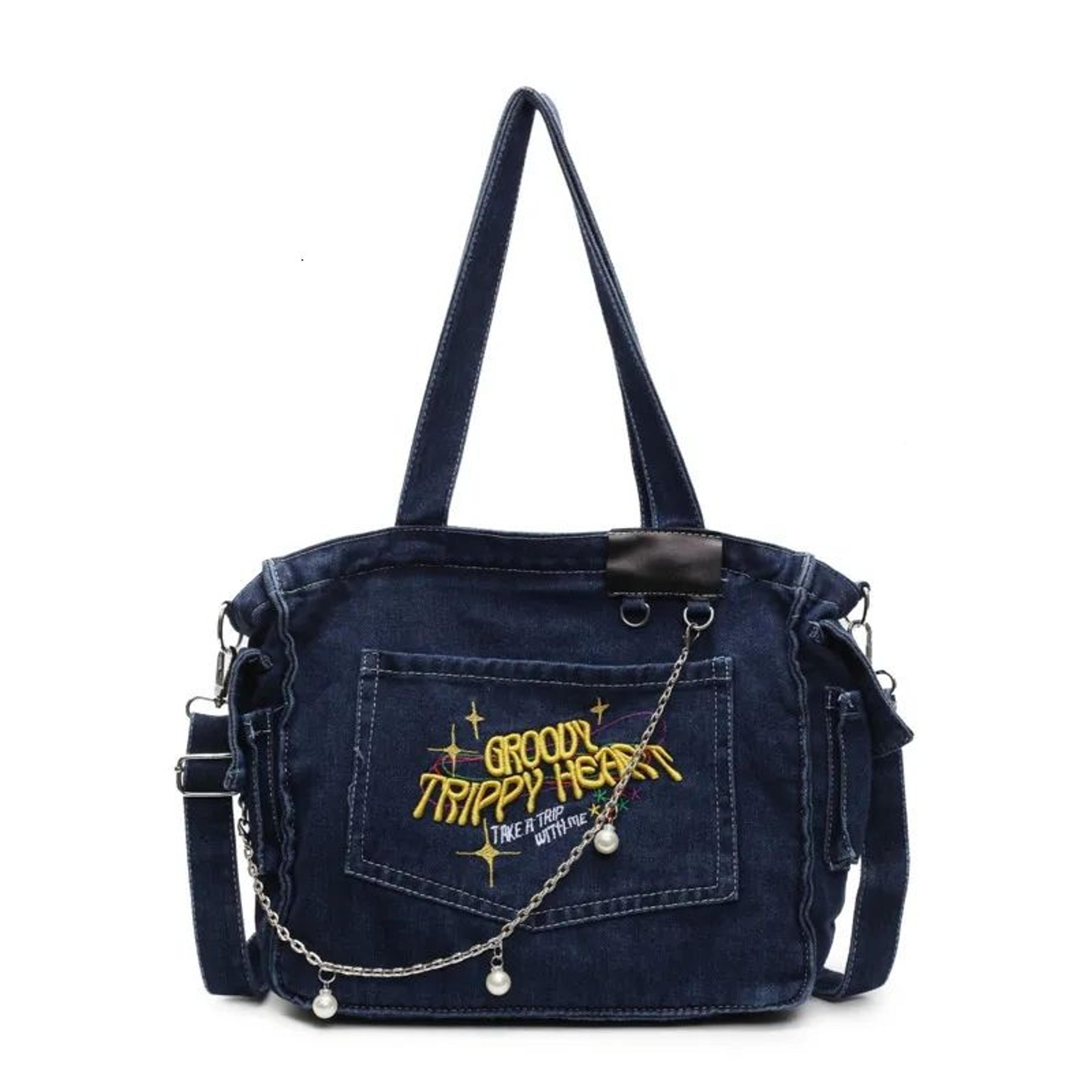 Large Capacity Denim Crossbody Bag For Students And Everyday Commuting 2