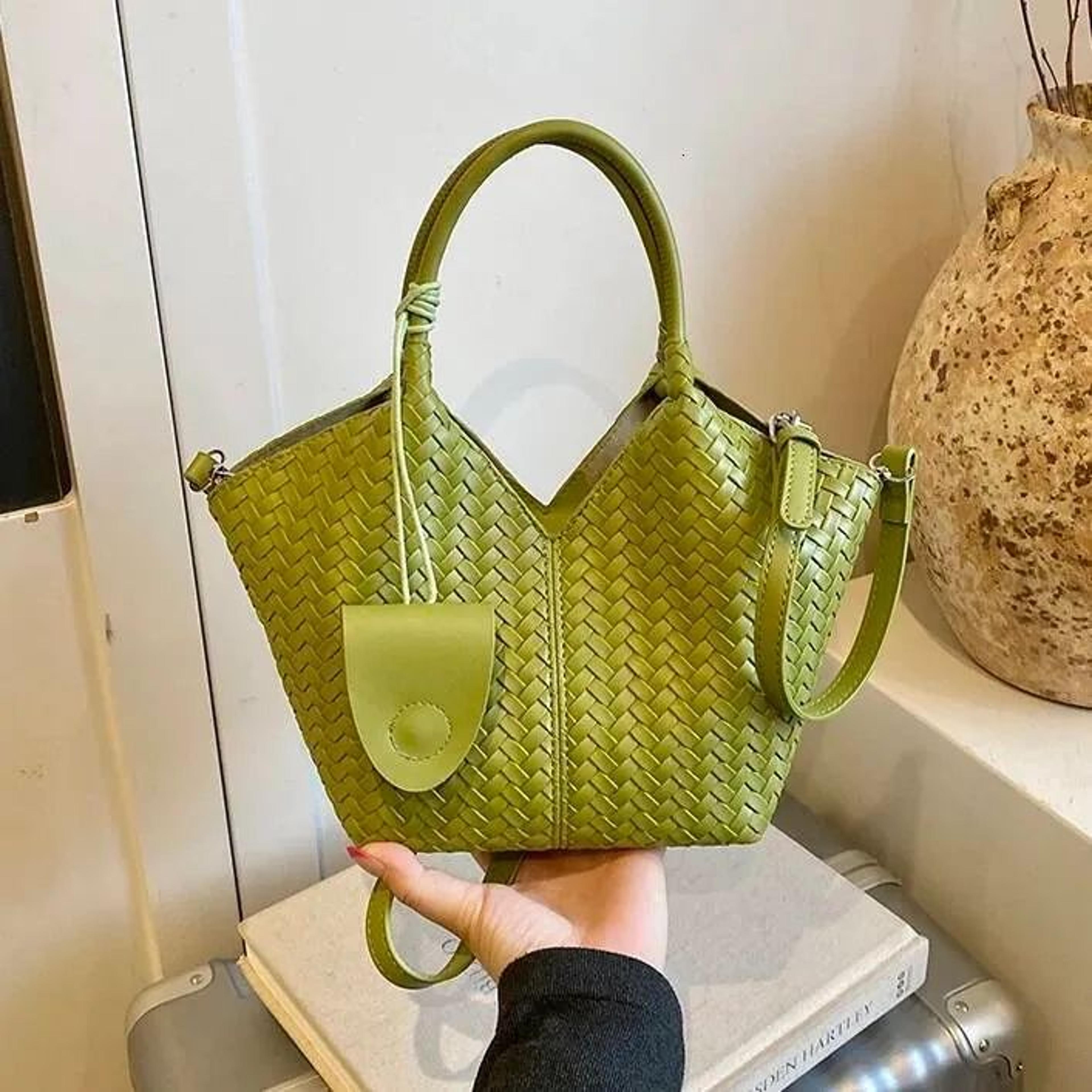 Women Large HandWoven Tote Bag With Shoulder And Crossbody Carry Options 4