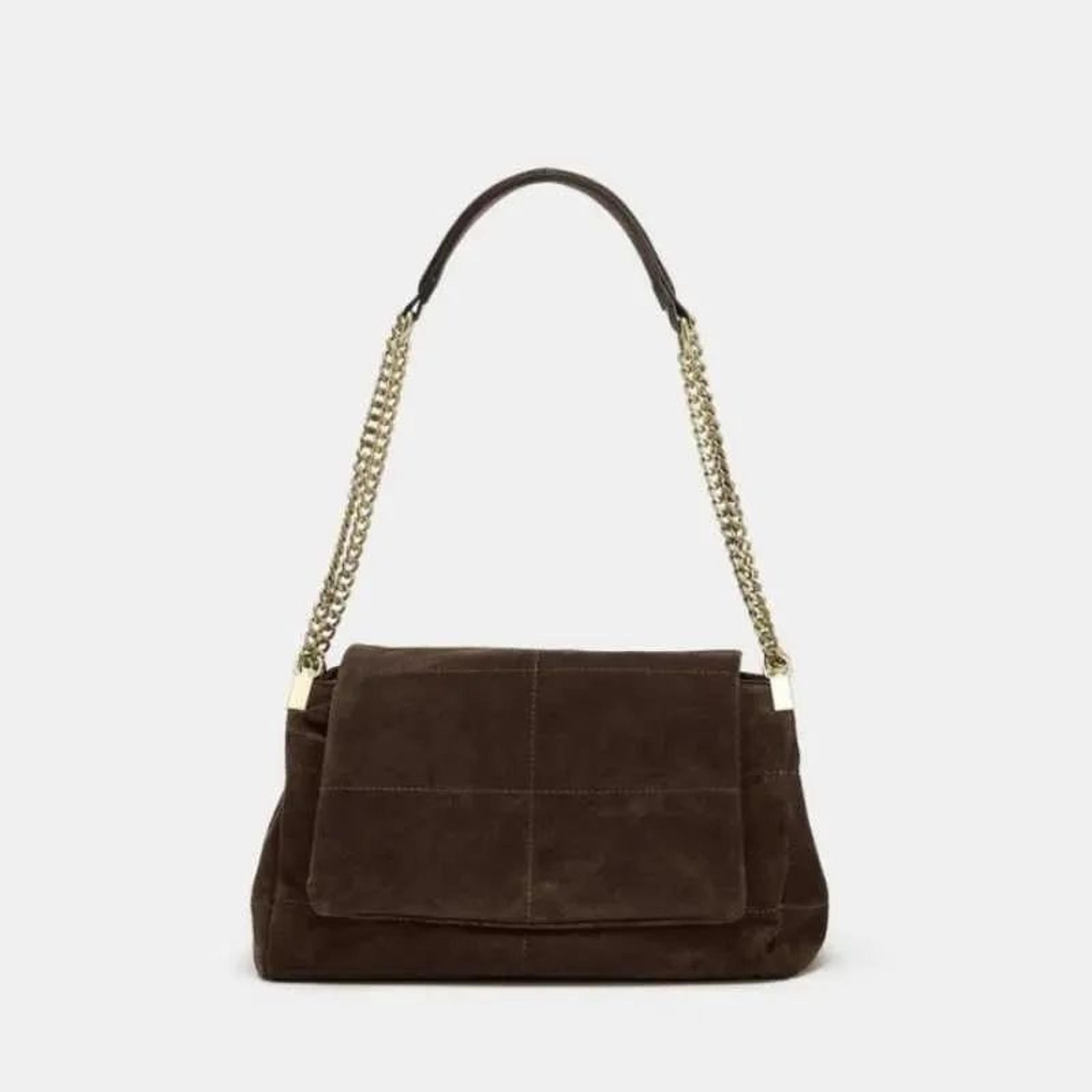 womens quilted suede shoulder bag with chain strap vintage style handbag