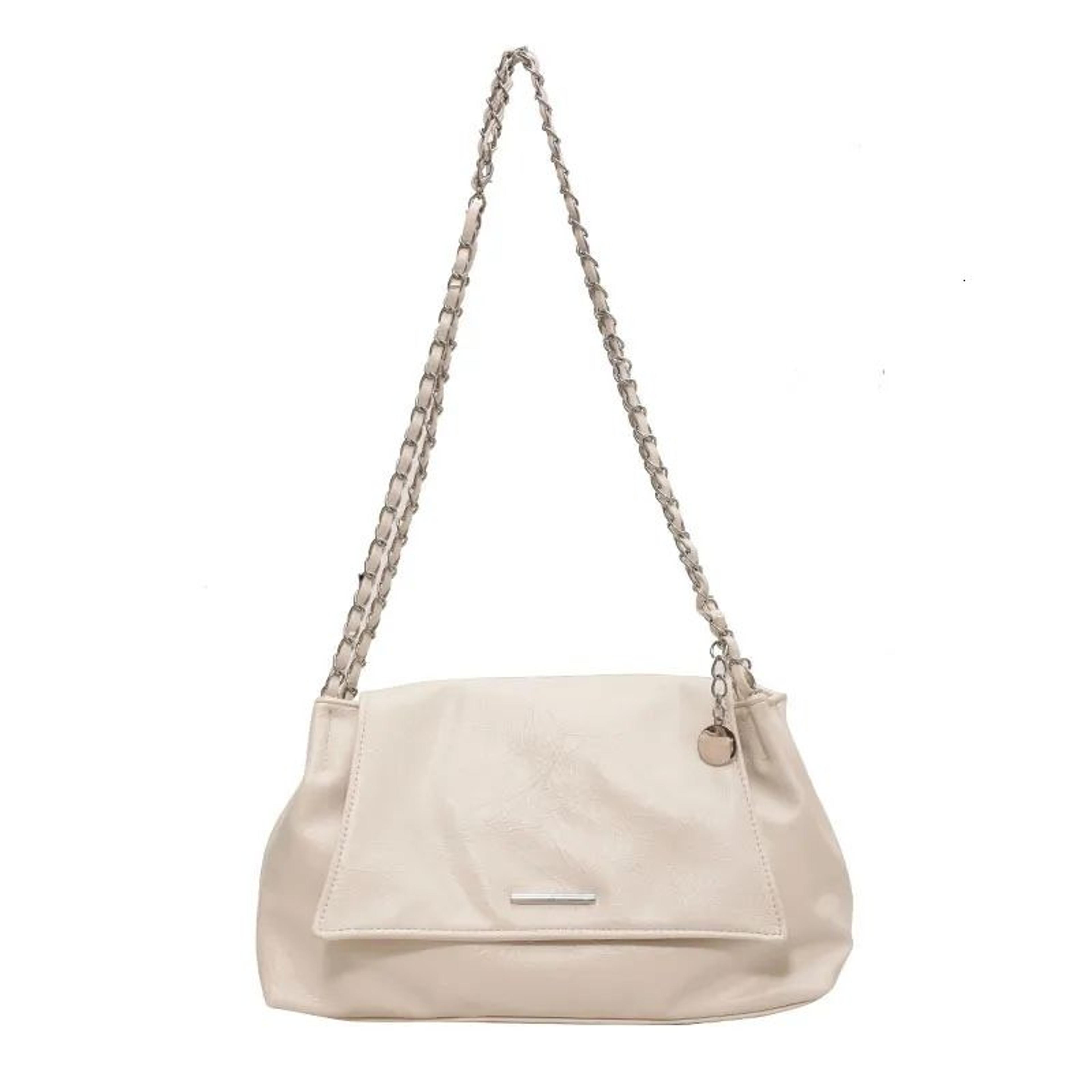 Women Large Capacity Soft Leather Tote Bag With Chain Shoulder Strap 1