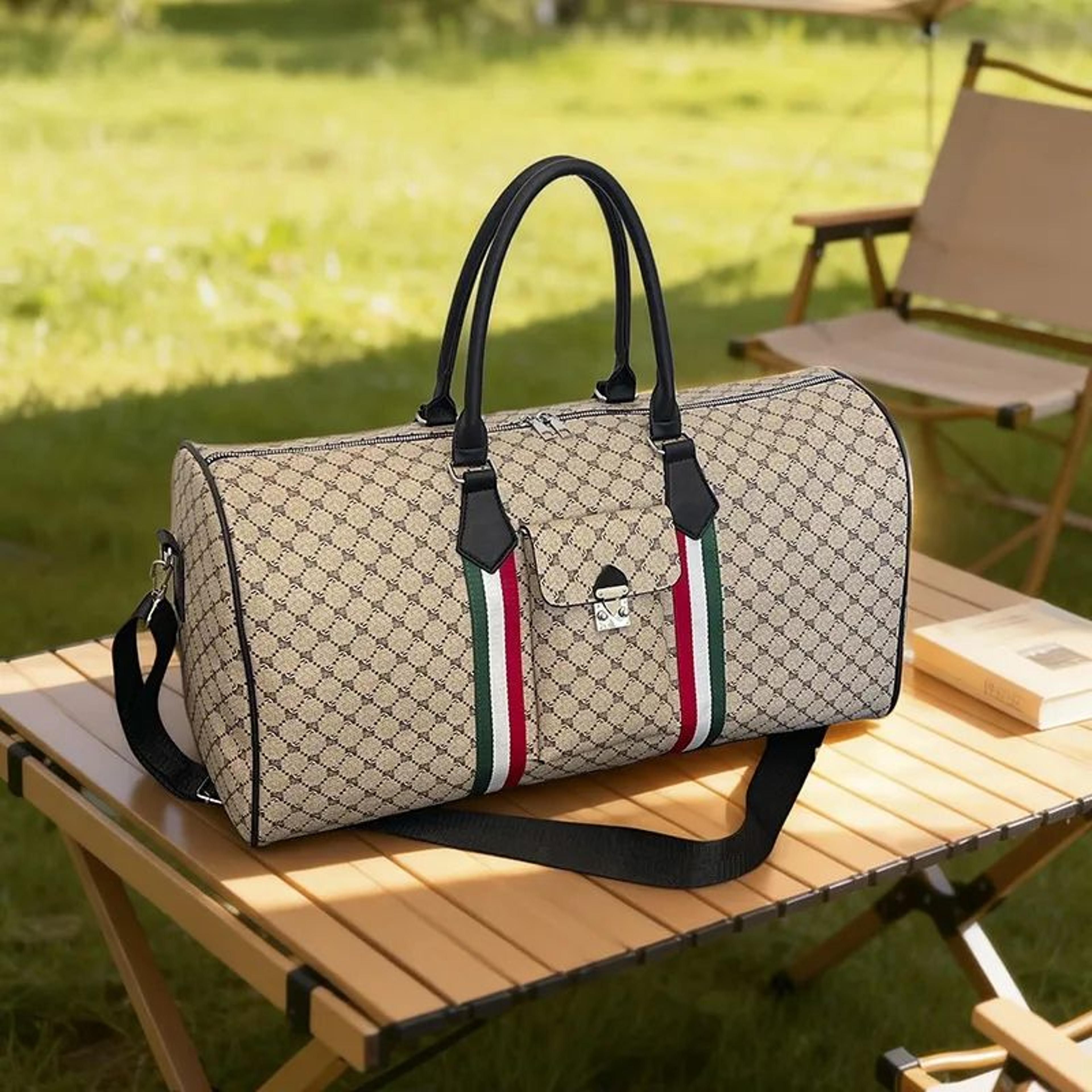 Large Capacity Travel Duffel Bag With Vintage Geometric Pattern And Adjustable Shoulder Strap 1
