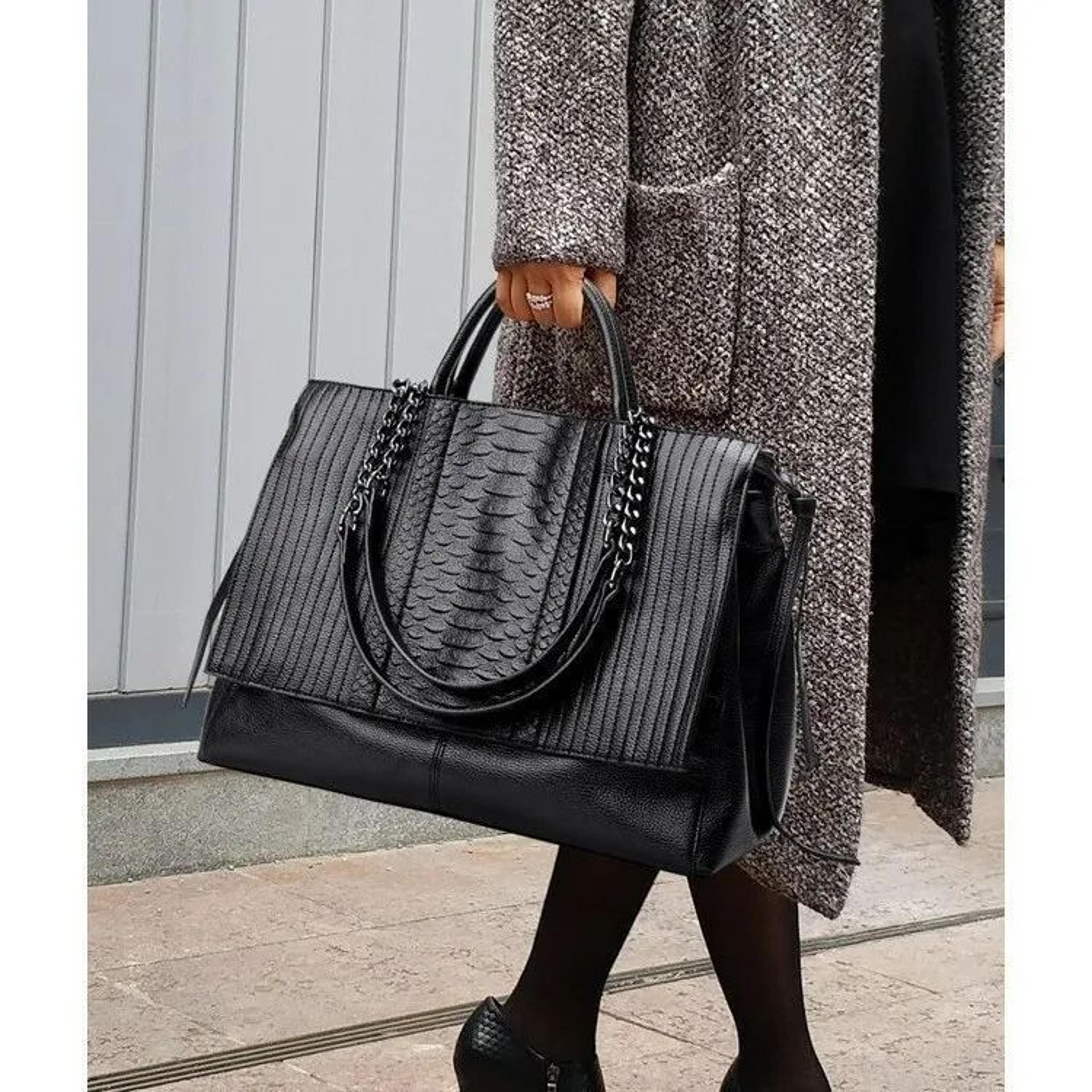 Women Large Capacity PU Leather Tote Bag For Work And Everyday Use 2