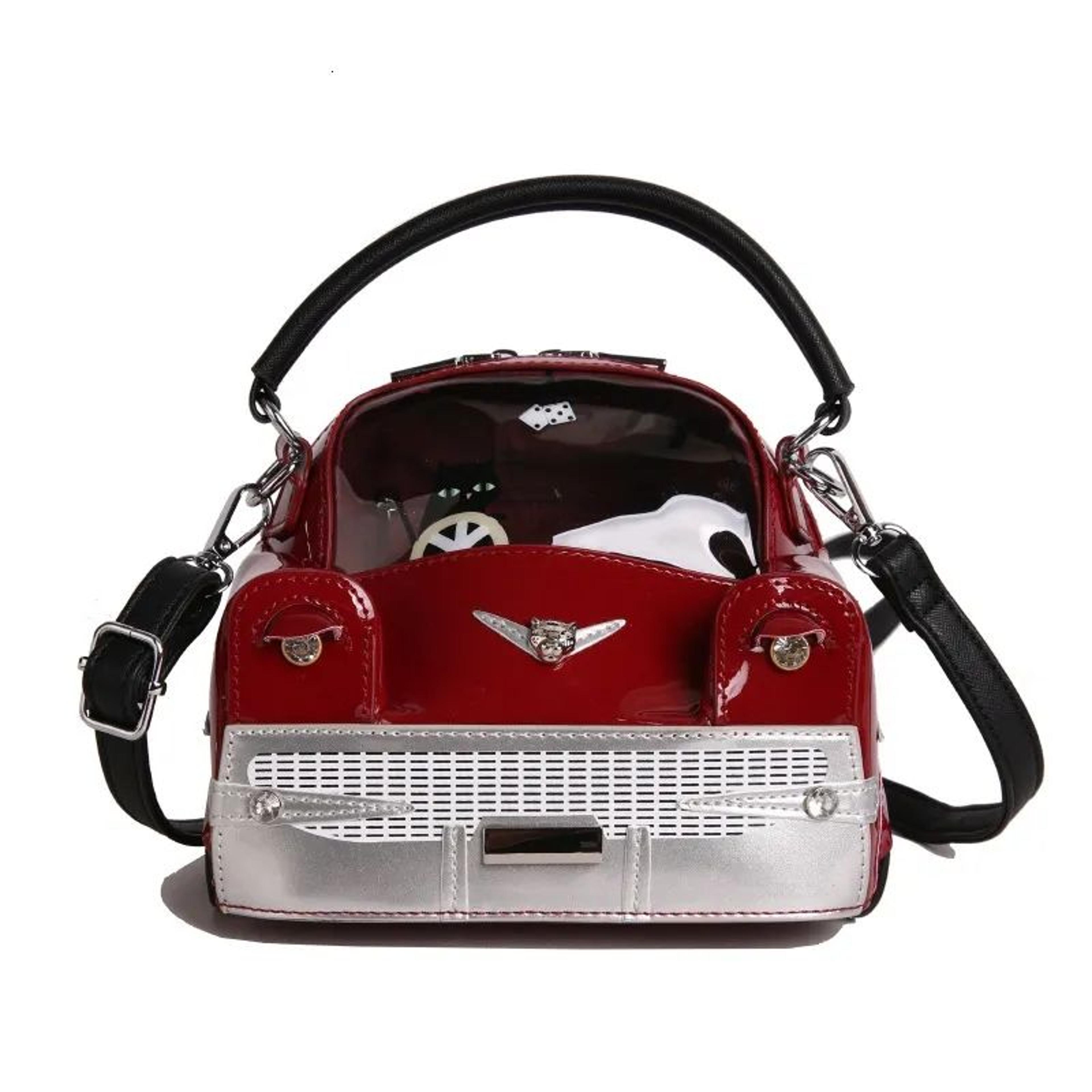 cartoon car-shaped handbag for women quirky shoulder and crossbody bag