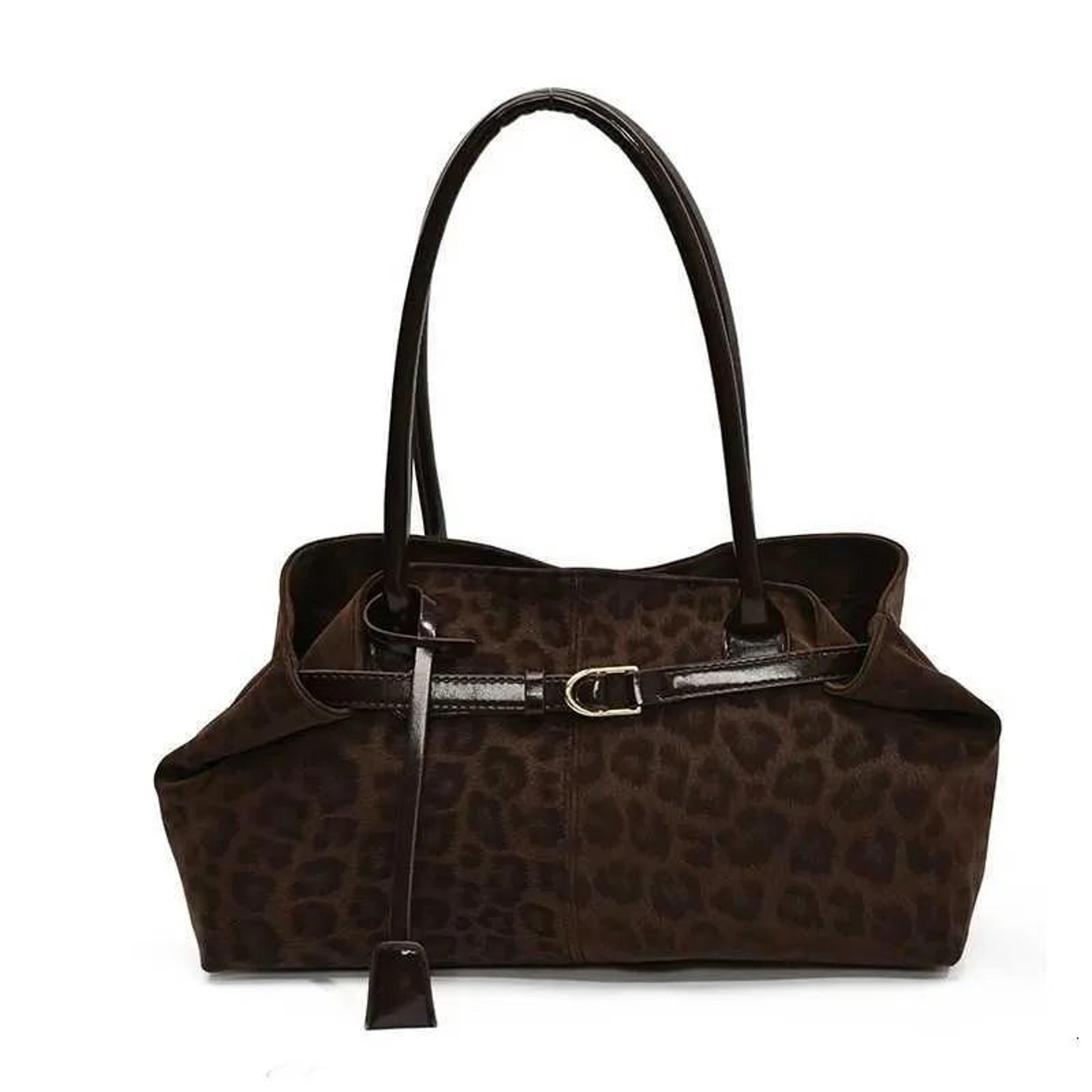 Women Leopard Print Shoulder Tote Bag With Short Handles 3