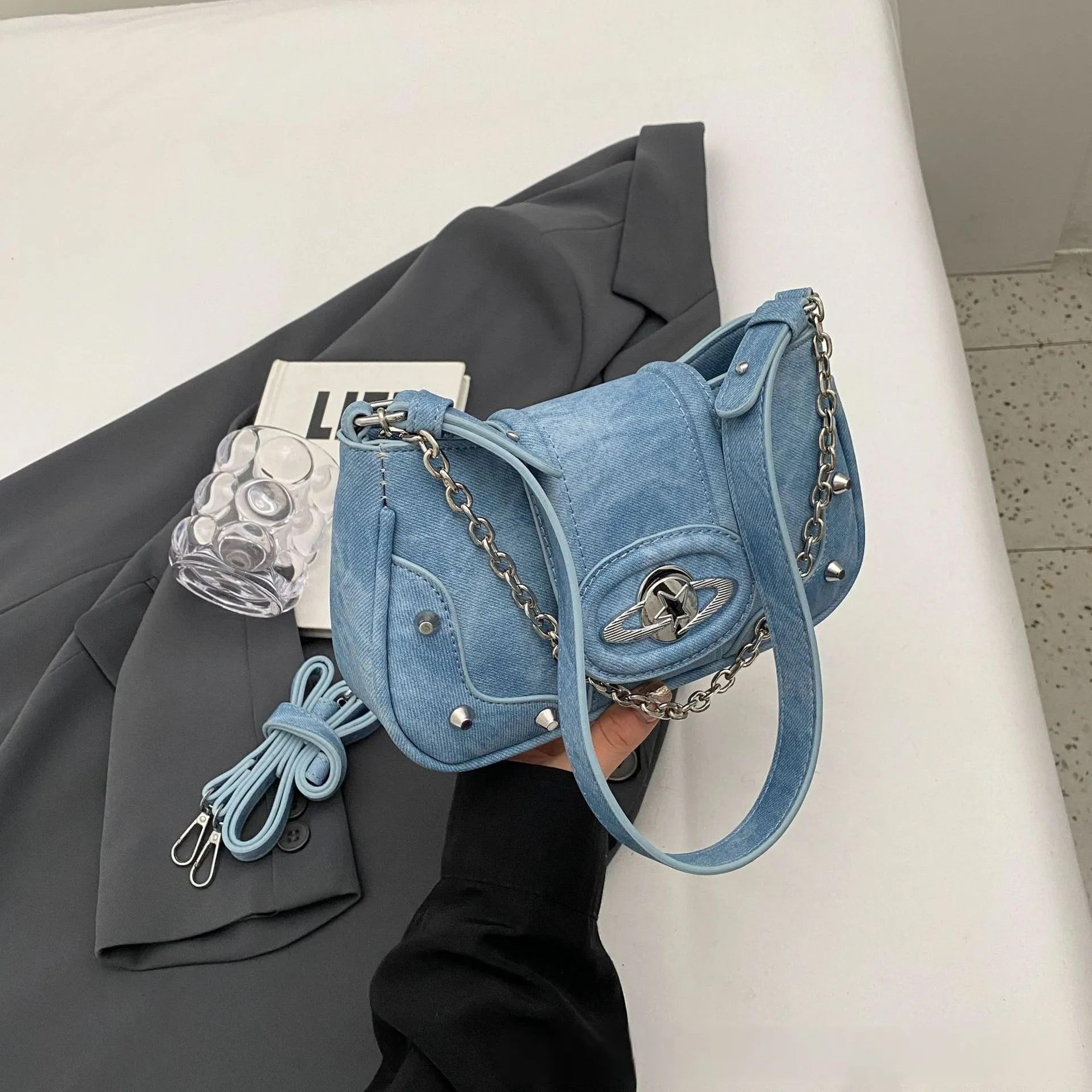 vintage women's crossbody purse with convertible chain strap
