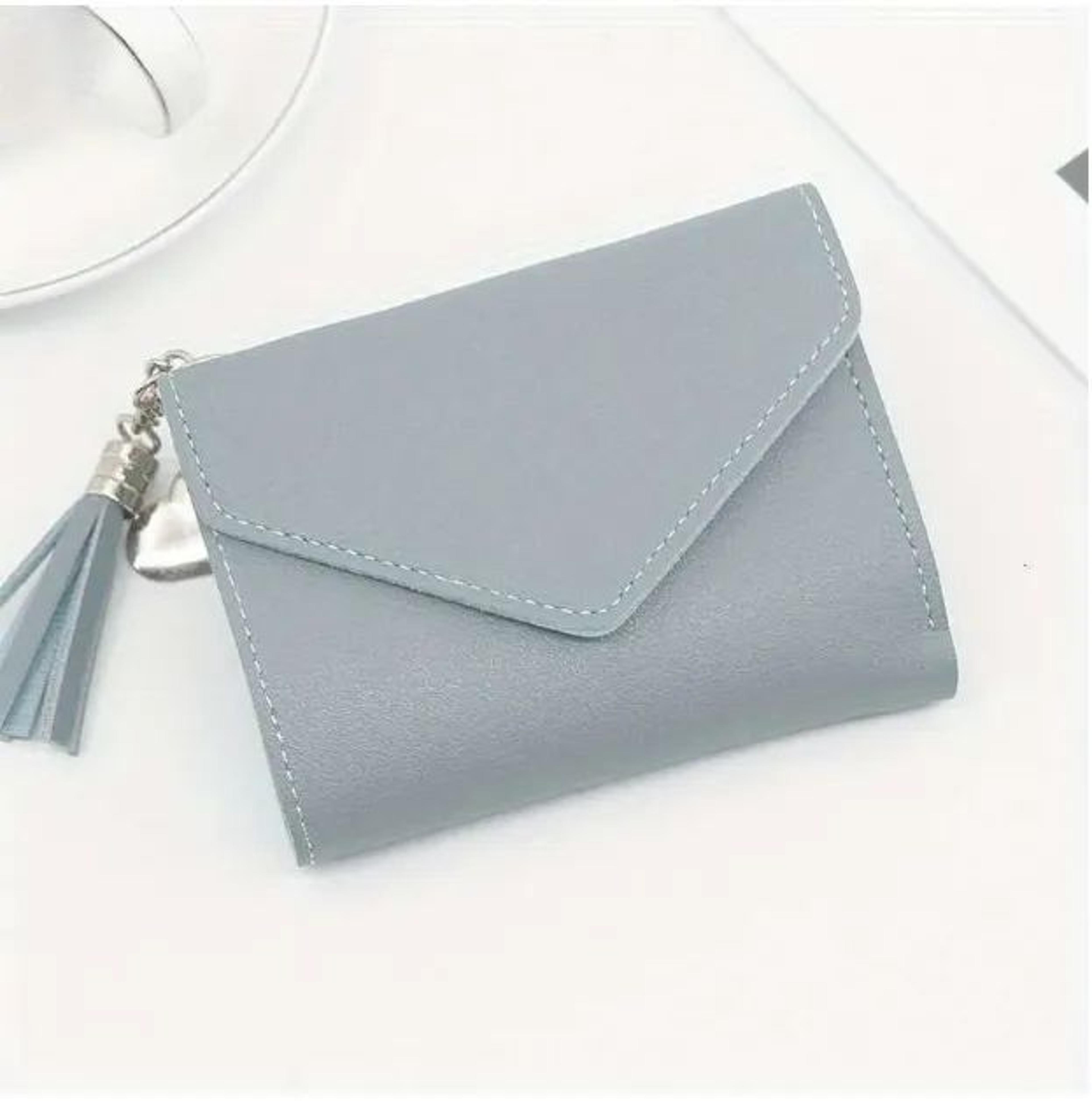 Heart Charm Tassel Wallet Compact Patchwork Coin Purse For Women 1