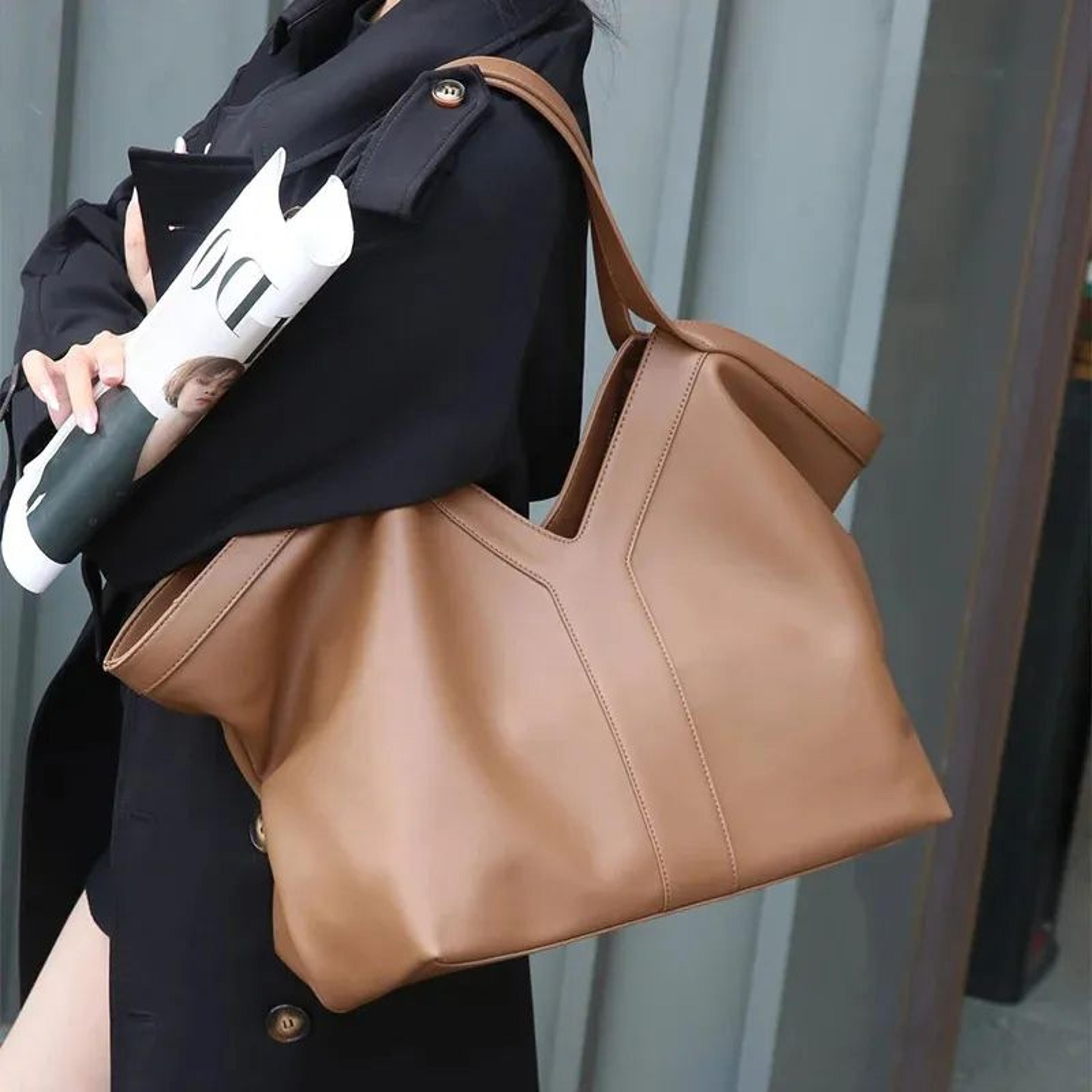 Women Genuine Leather Large Capacity Shoulder Tote Bag 1